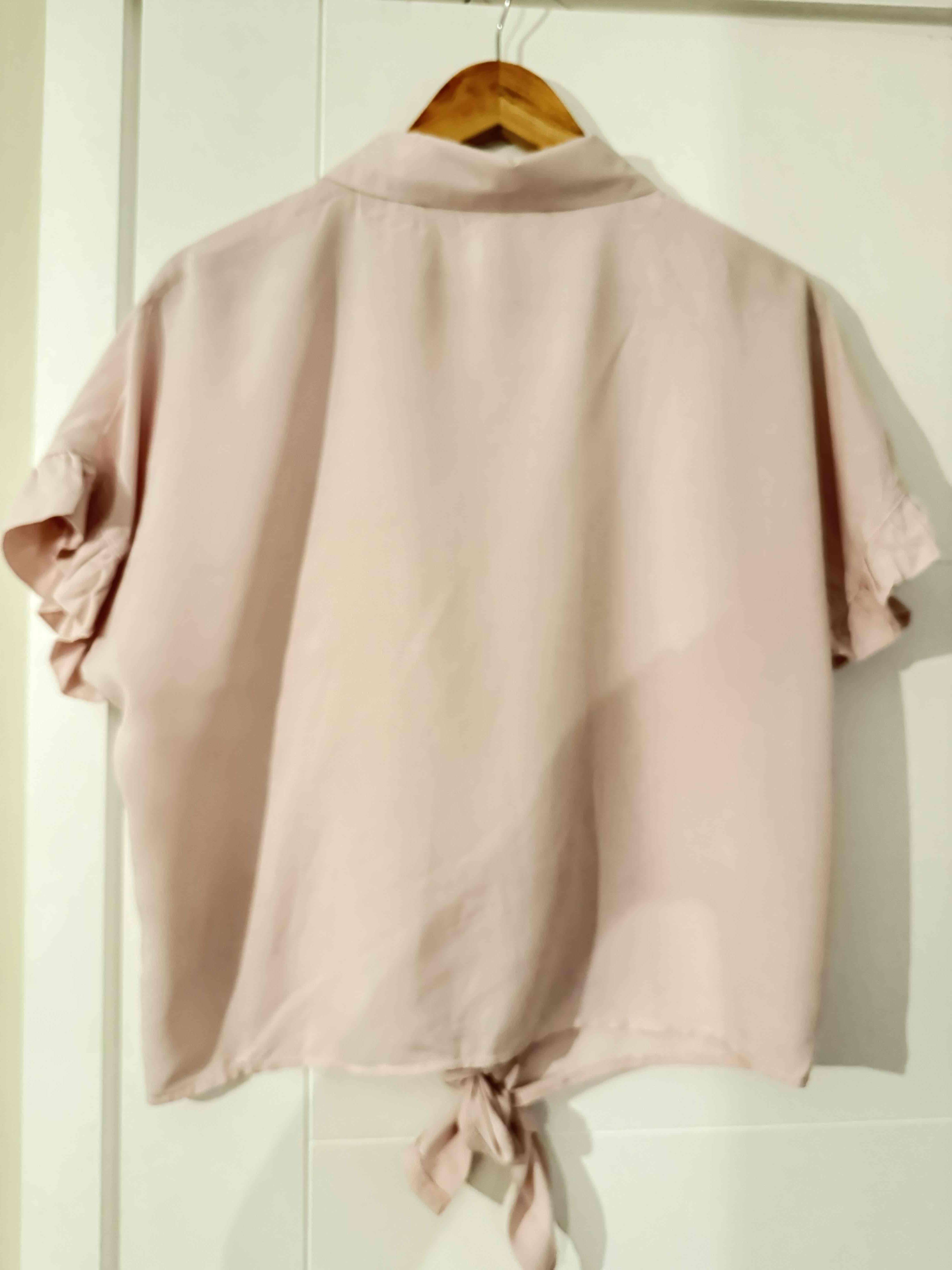 Blusa rosa palo con lazo y ruffles - 3