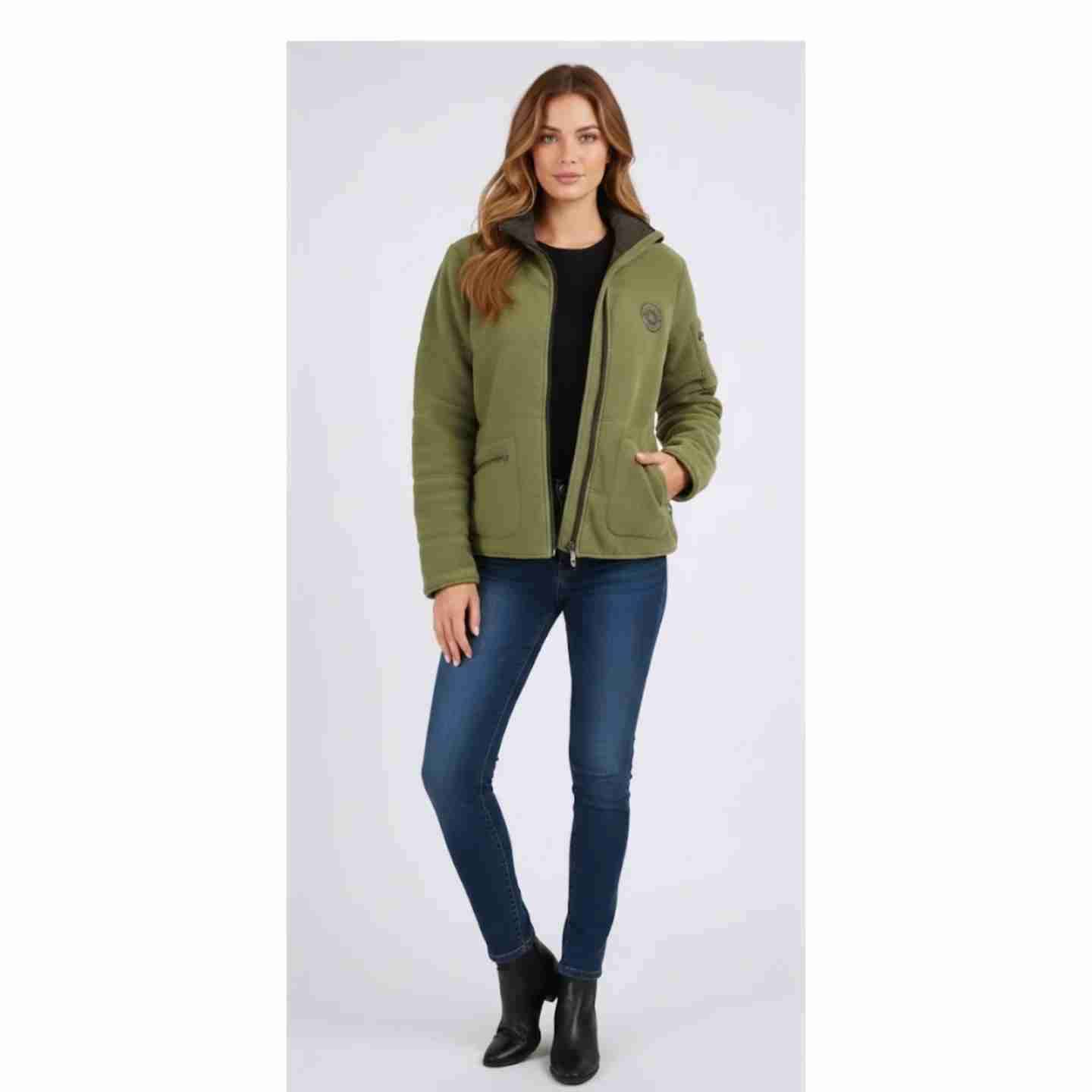 Chaqueta polar verde mujer reversible Talla S - miniatura 1