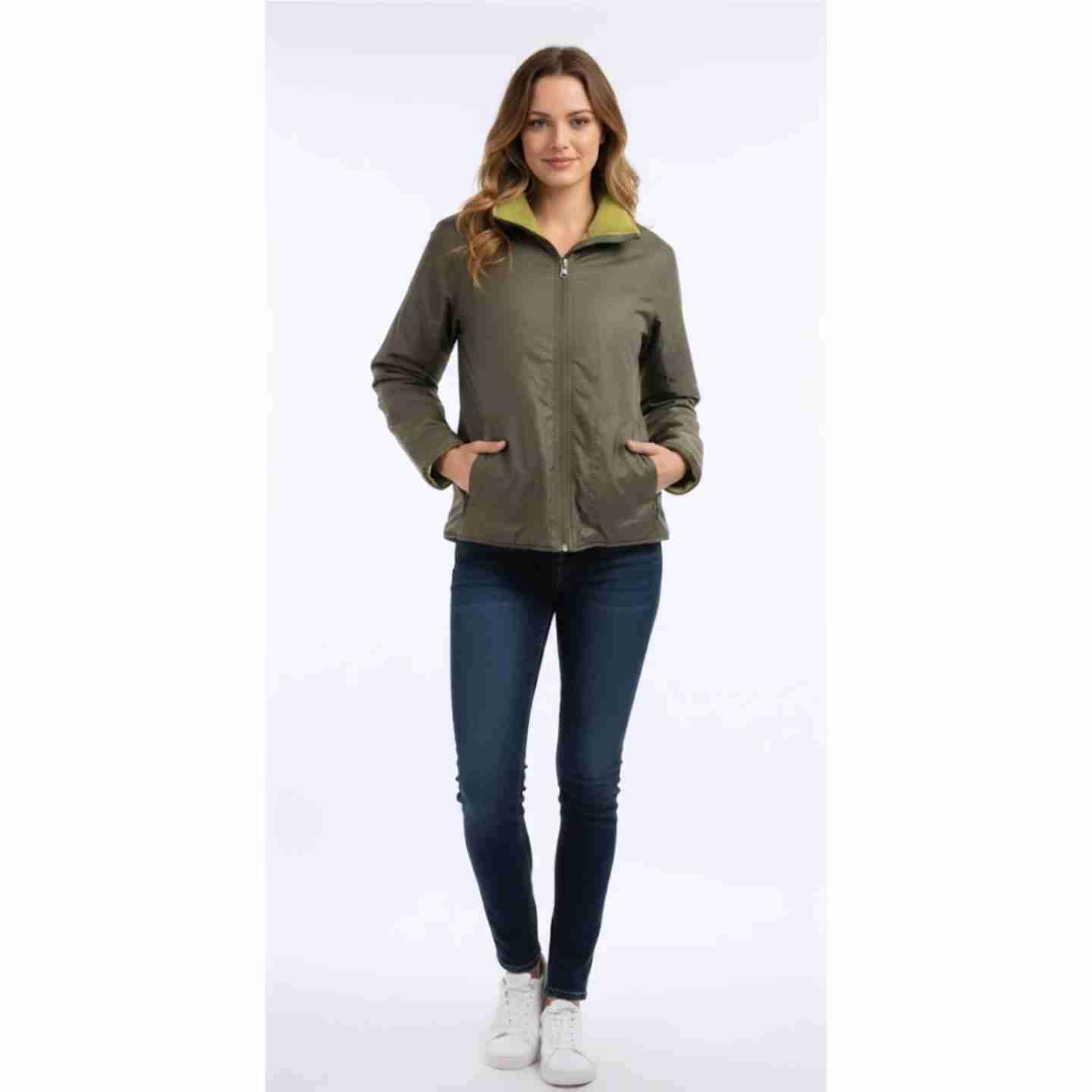 Chaqueta polar verde mujer reversible Talla S - miniatura 2