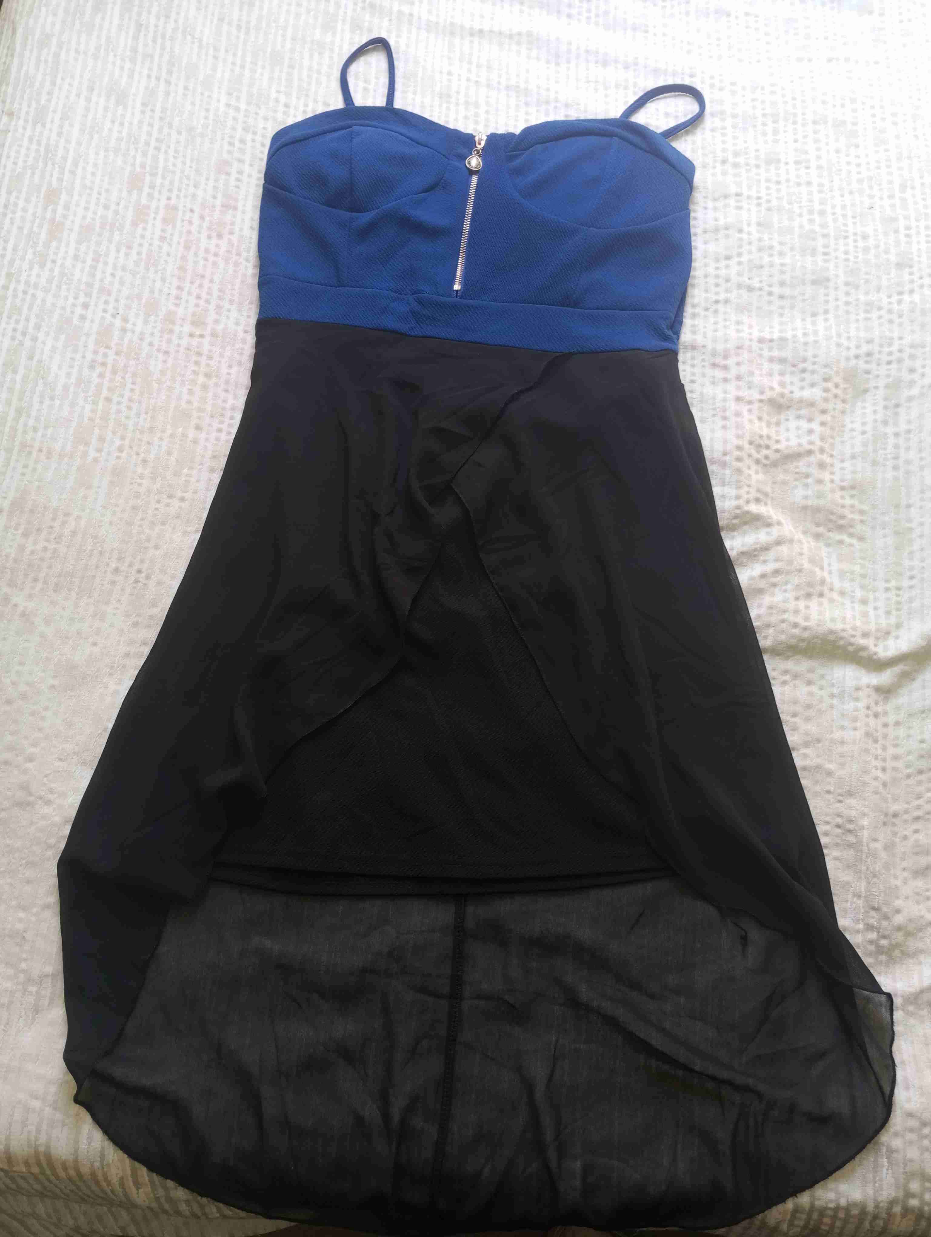 Vestido strapless azul y negro - miniatura 1