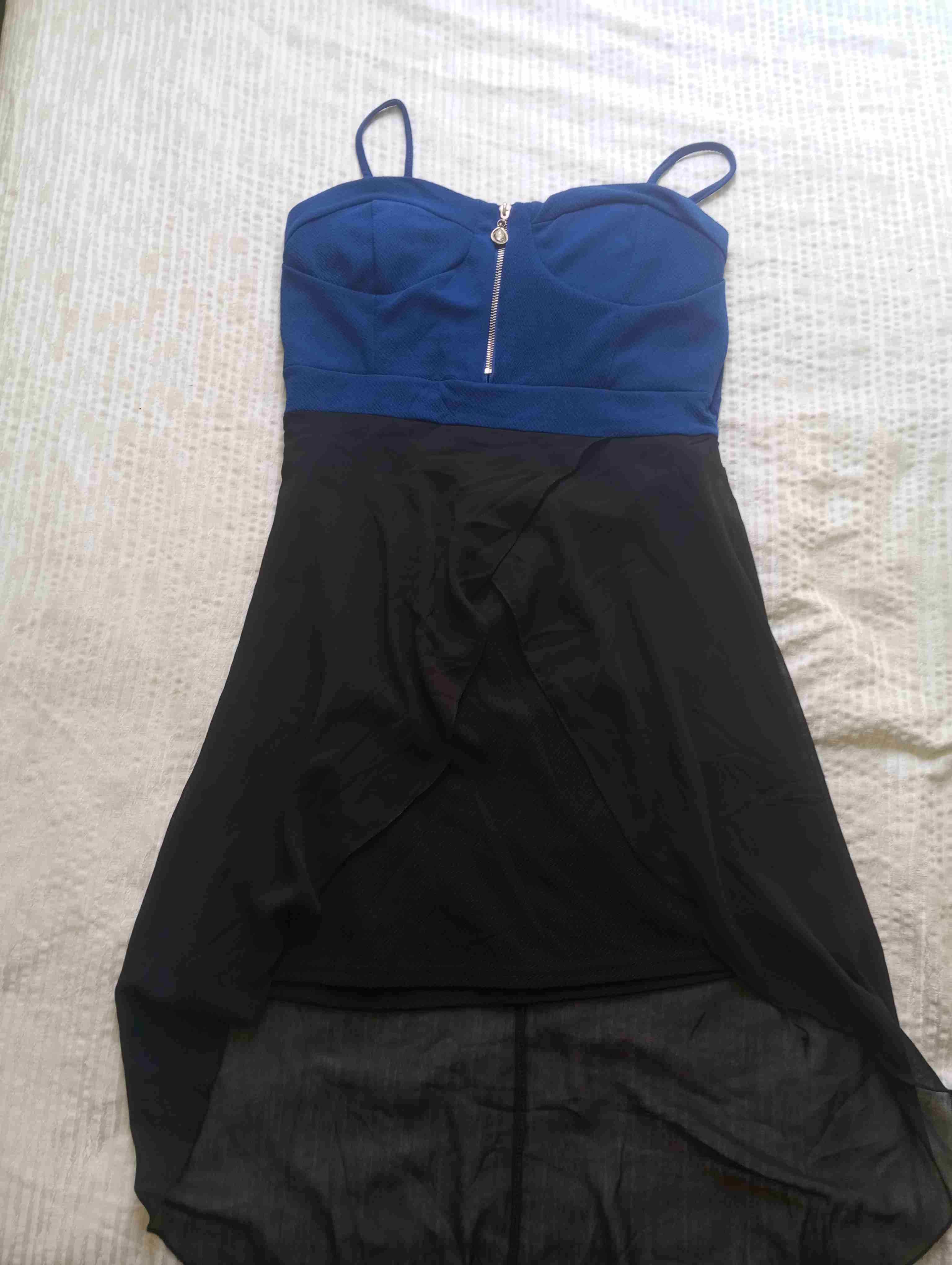 Vestido strapless azul y negro - miniatura 2