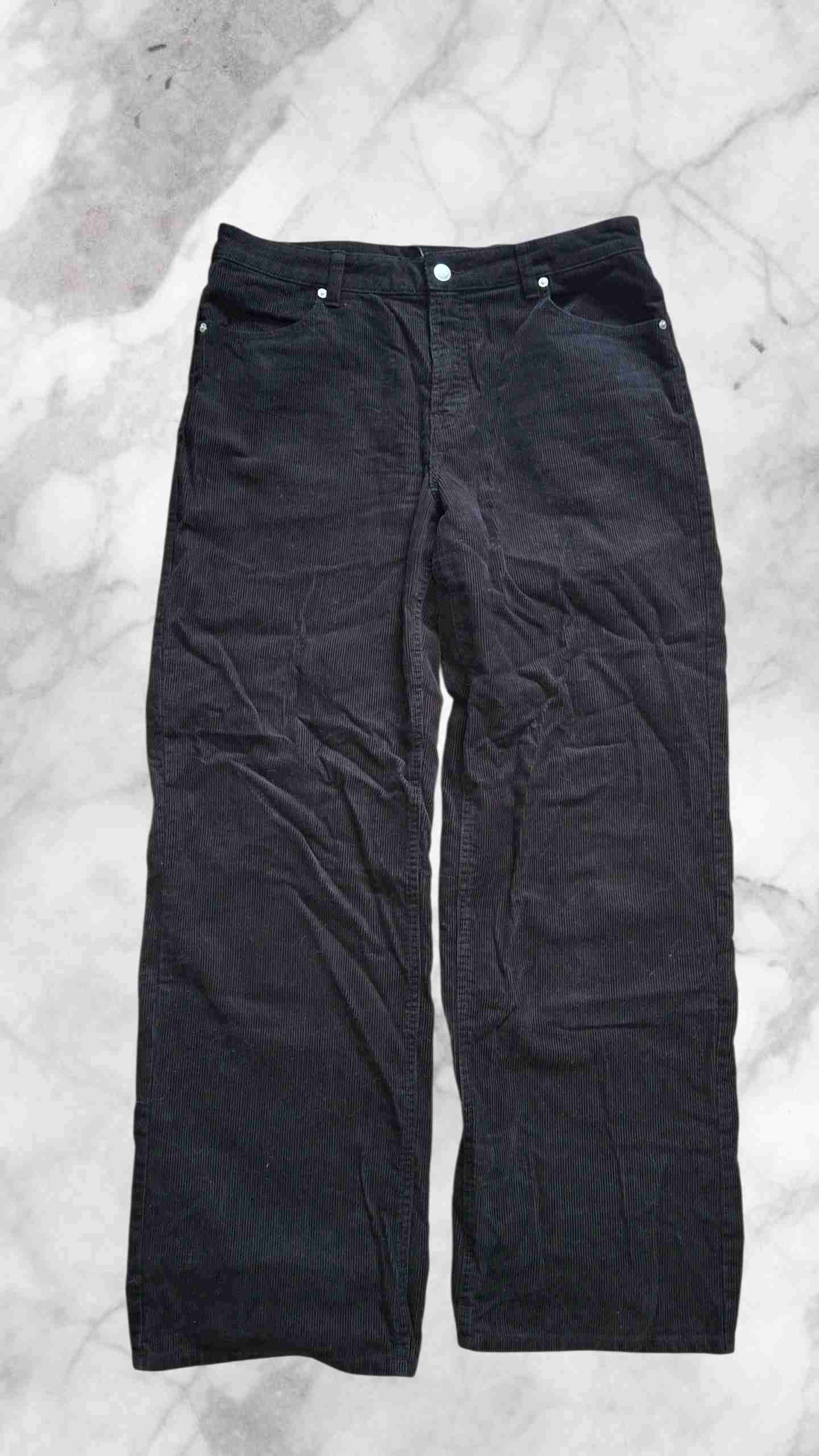 Pantalones de pana negros rectos - miniatura 1