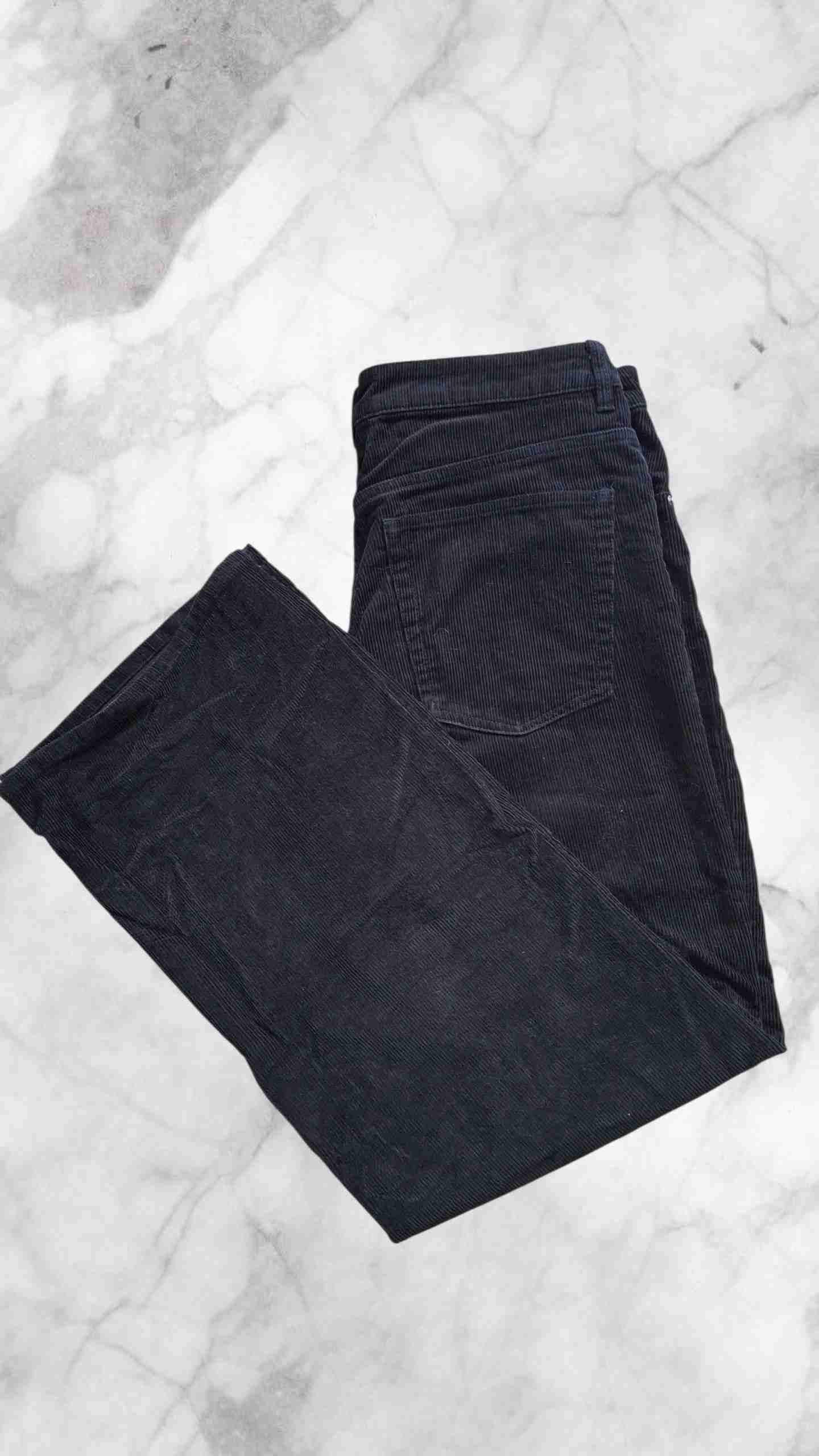 Pantalones de pana negros rectos - miniatura 2