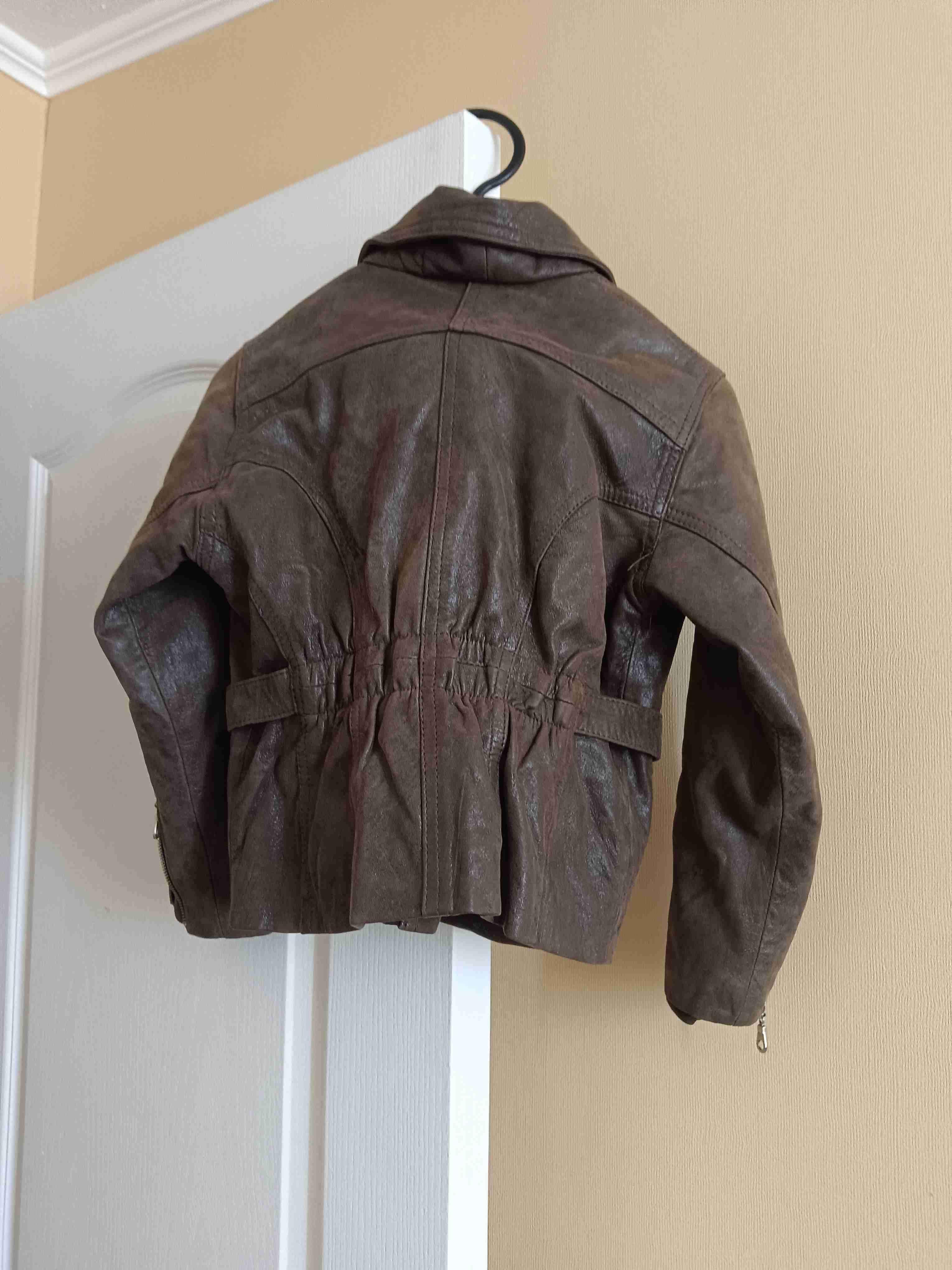 Chaqueta moto cuero marrón - miniatura 2