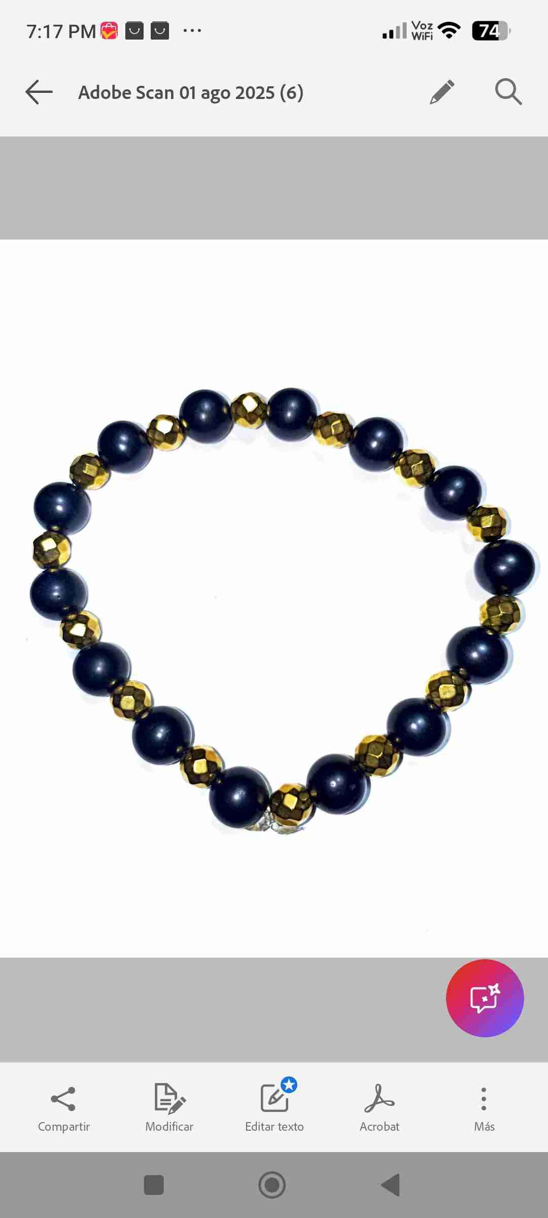 Pulsera de cuentas Shungita negras y doradas - 2