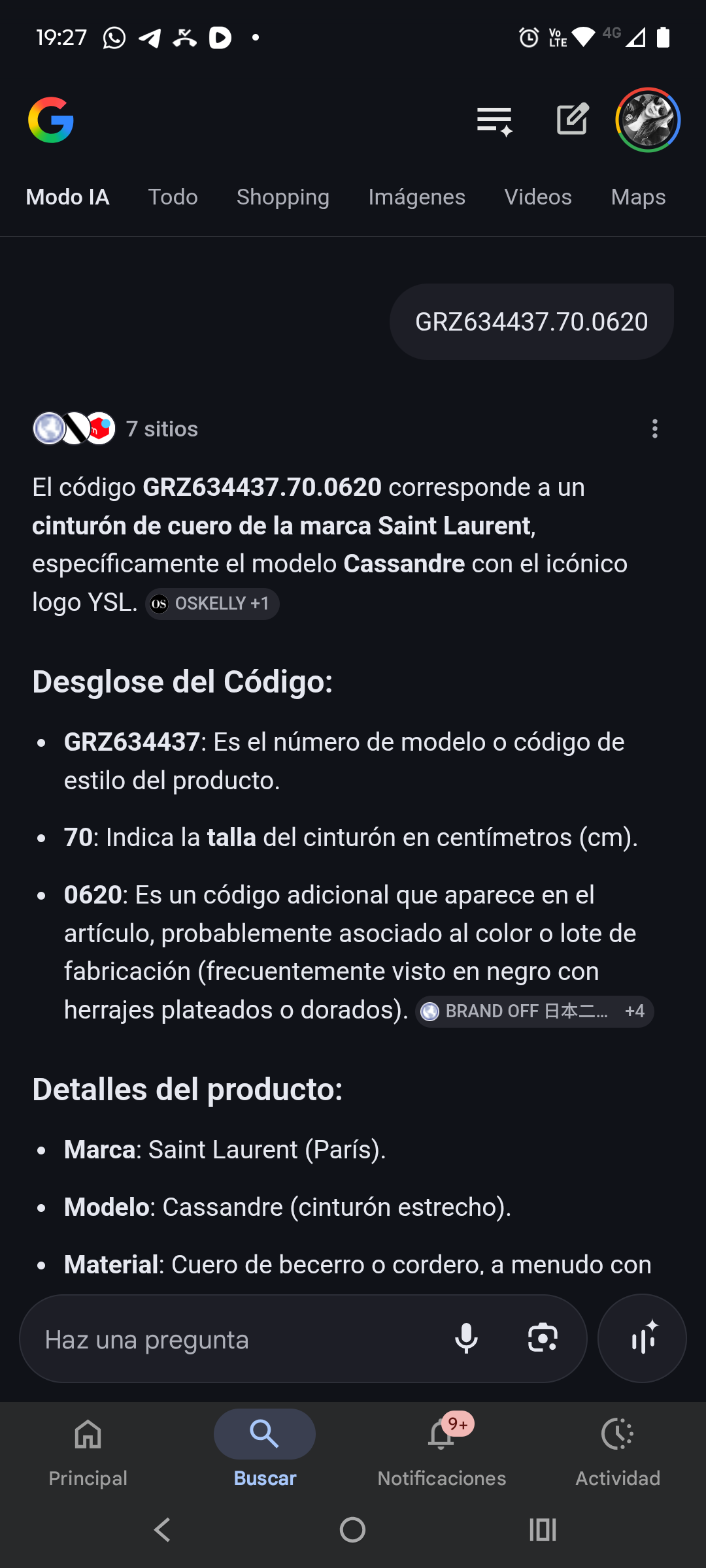 Cinturón marrón con hebilla dorada - miniatura 4