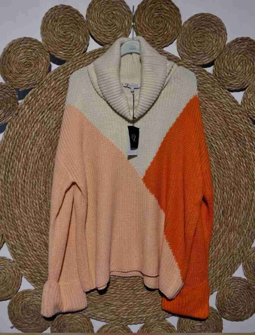 Suéter color block tejido