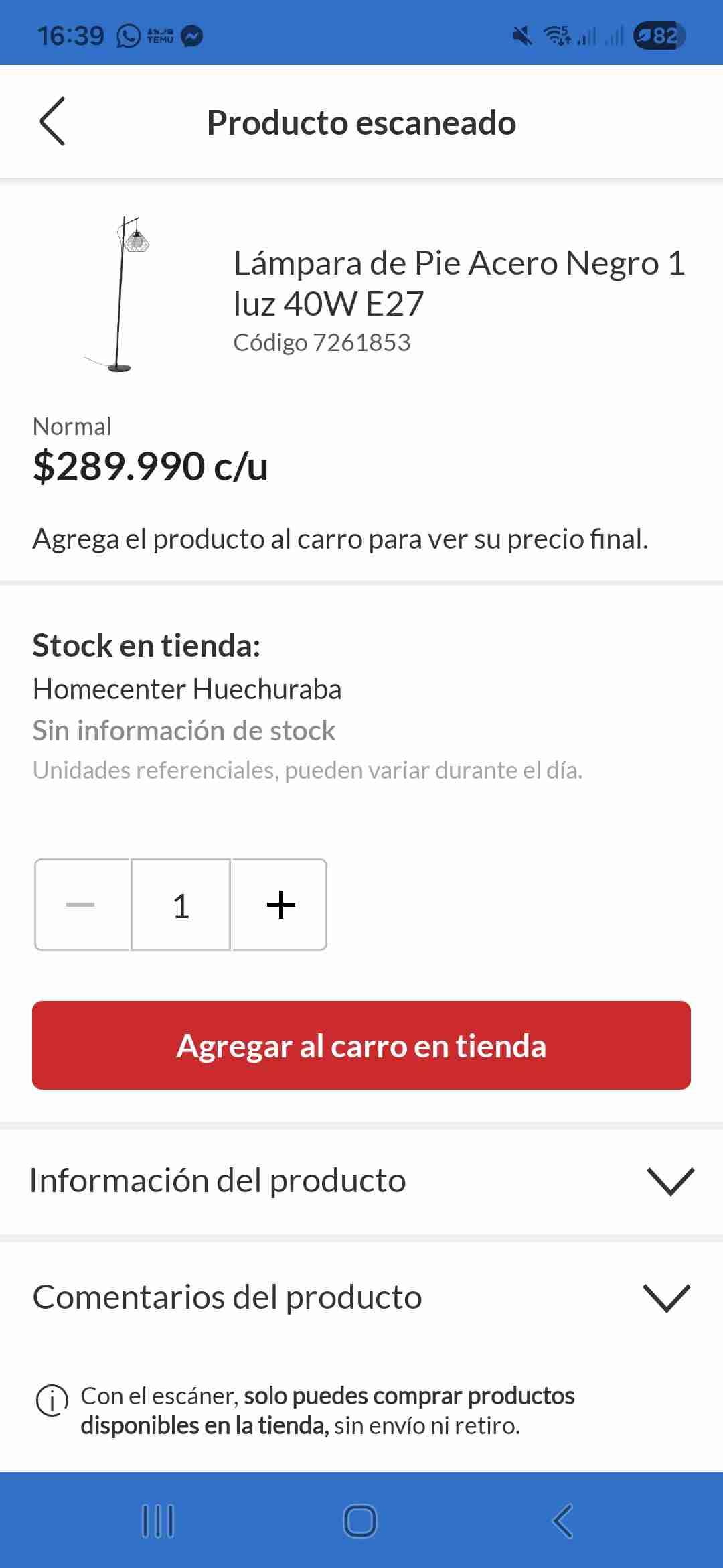 Lámpara de pie acero negro