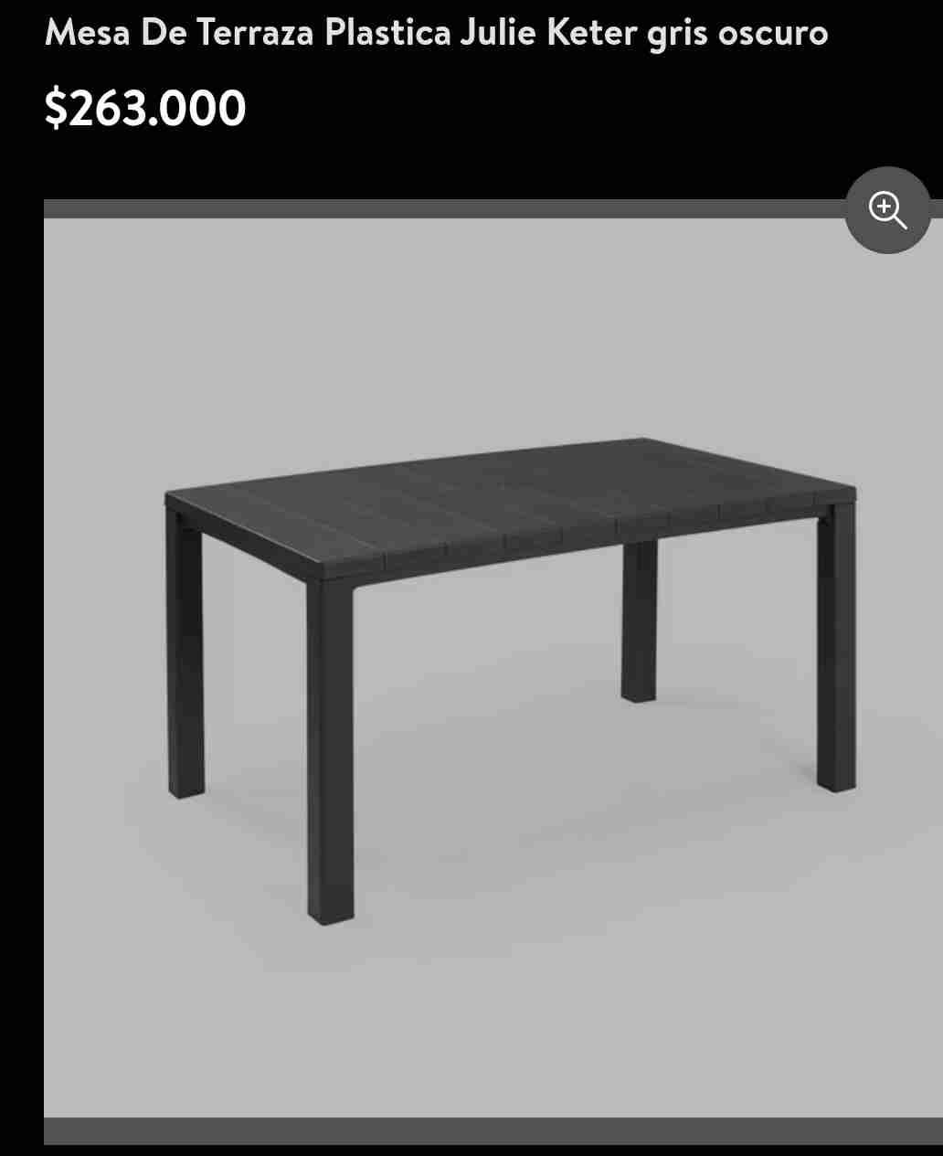 Mesa de terraza plástica gris oscuro - miniatura 1