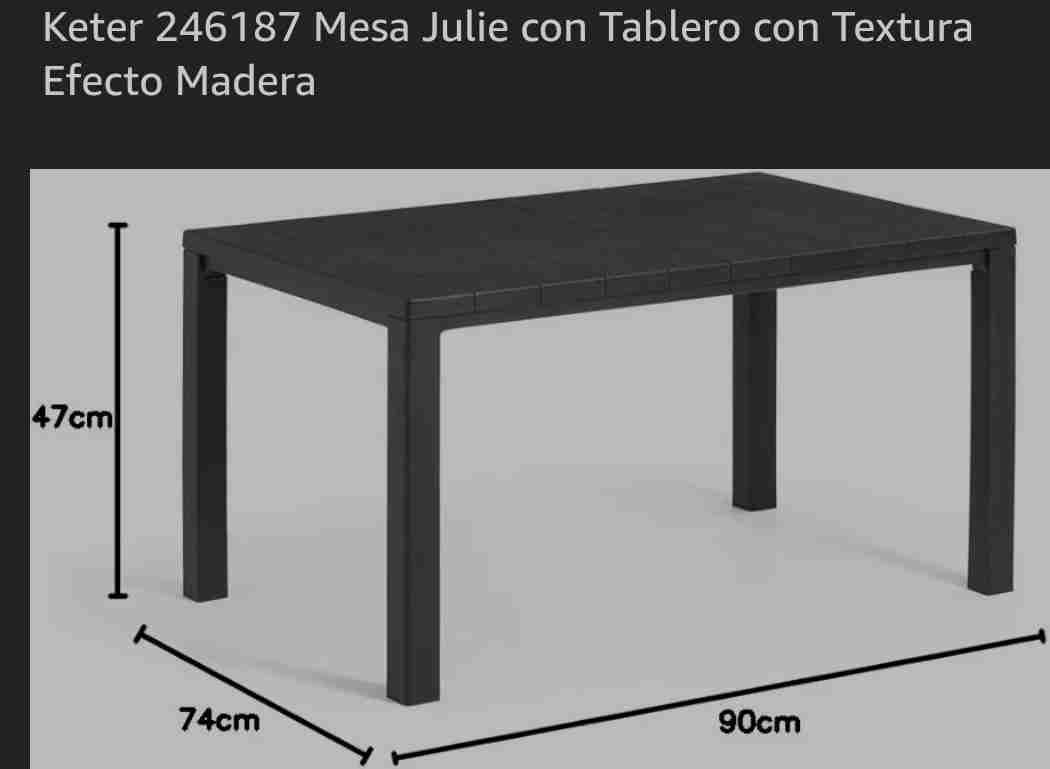 Mesa de terraza plástica gris oscuro - miniatura 2