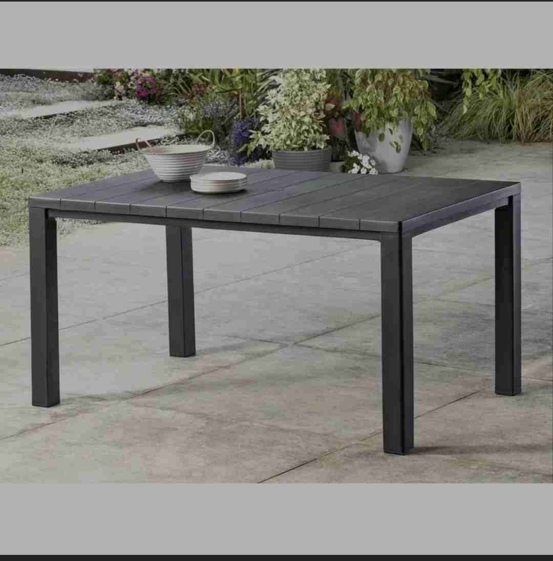 Mesa de terraza plástica gris oscuro - miniatura 3