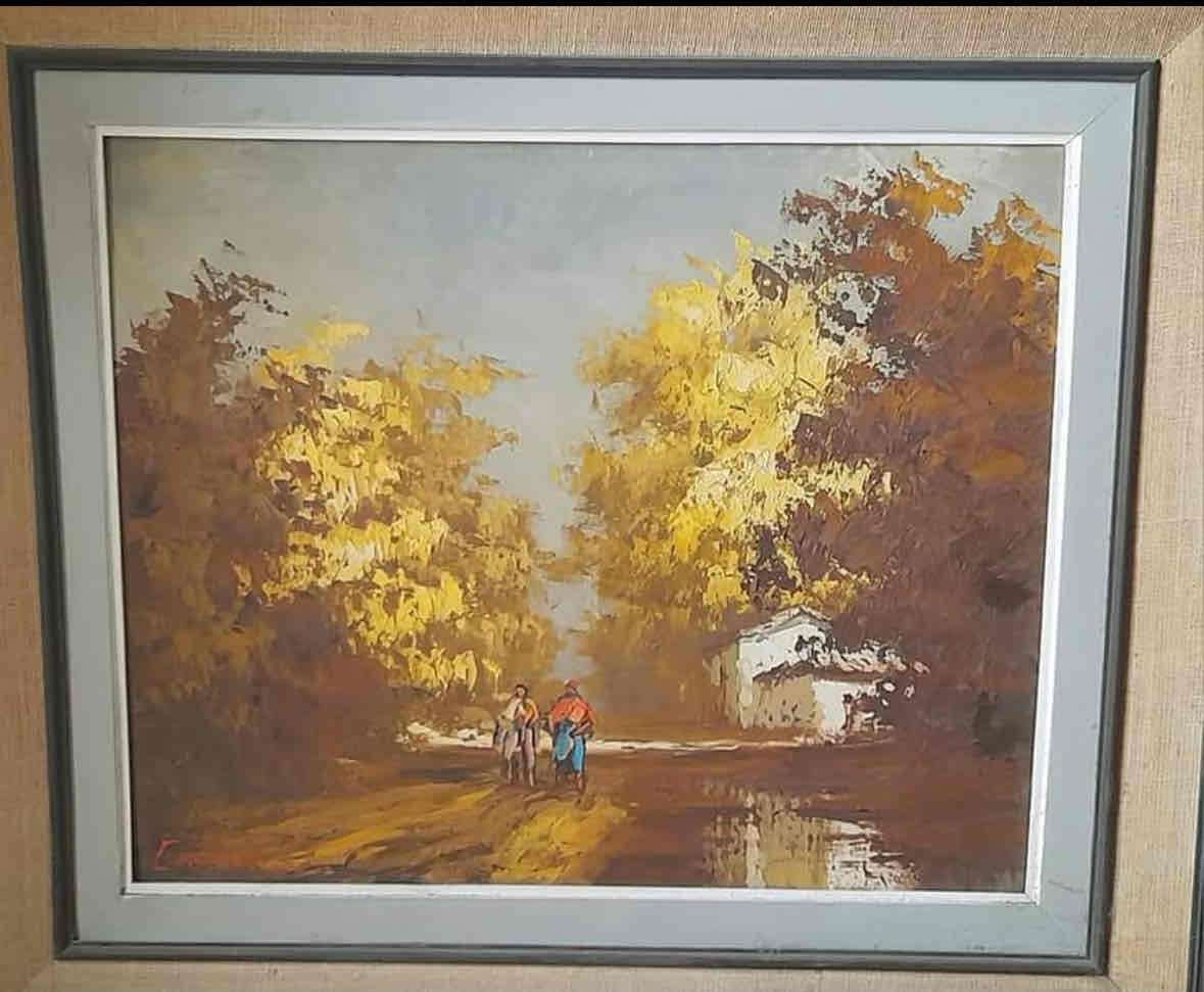 Cuadro paisaje otoñal enmarcado - miniatura 1