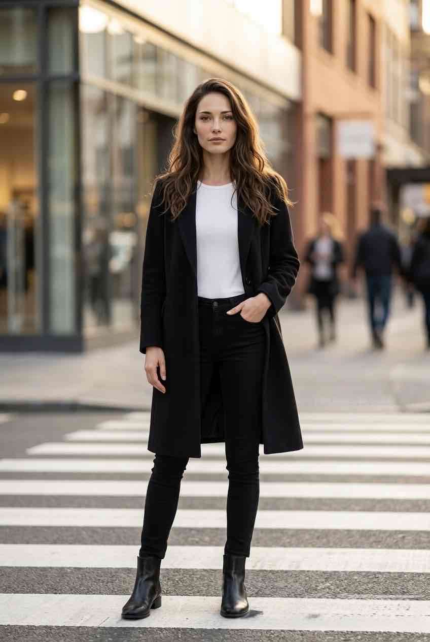 Abrigo negro moderno ALANIZ NUEVO SIN ETIQUETA - miniatura 1