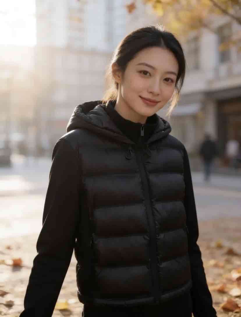 Chaqueta negra acolchada con capucha - miniatura 3