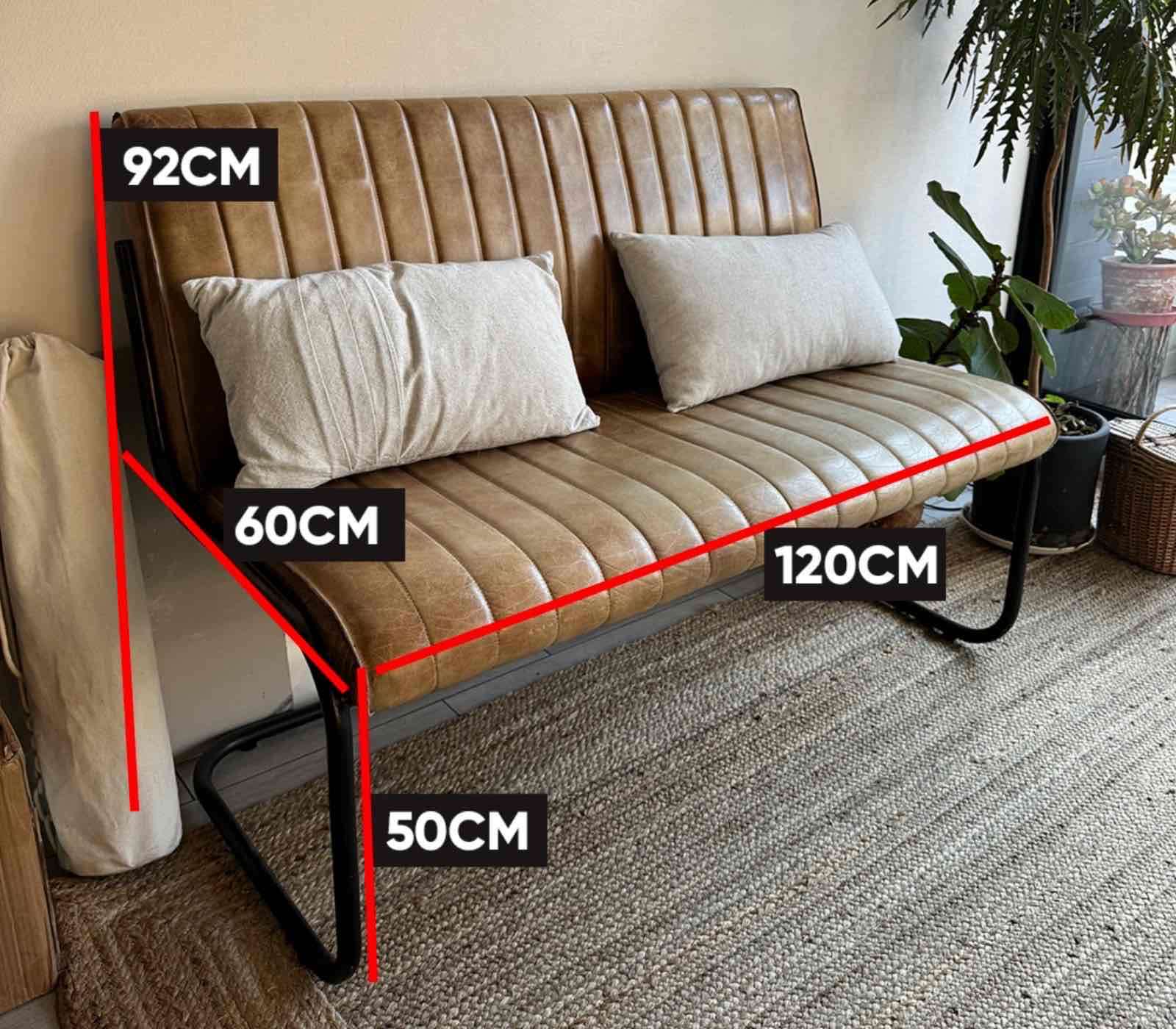 Banco vintage de cuero beige - miniatura 5