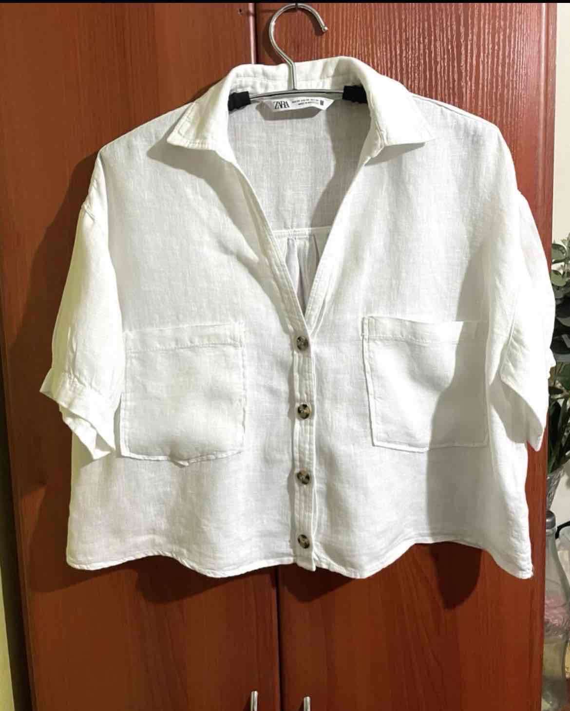 Camisa blanca de lino Zara - miniatura 1