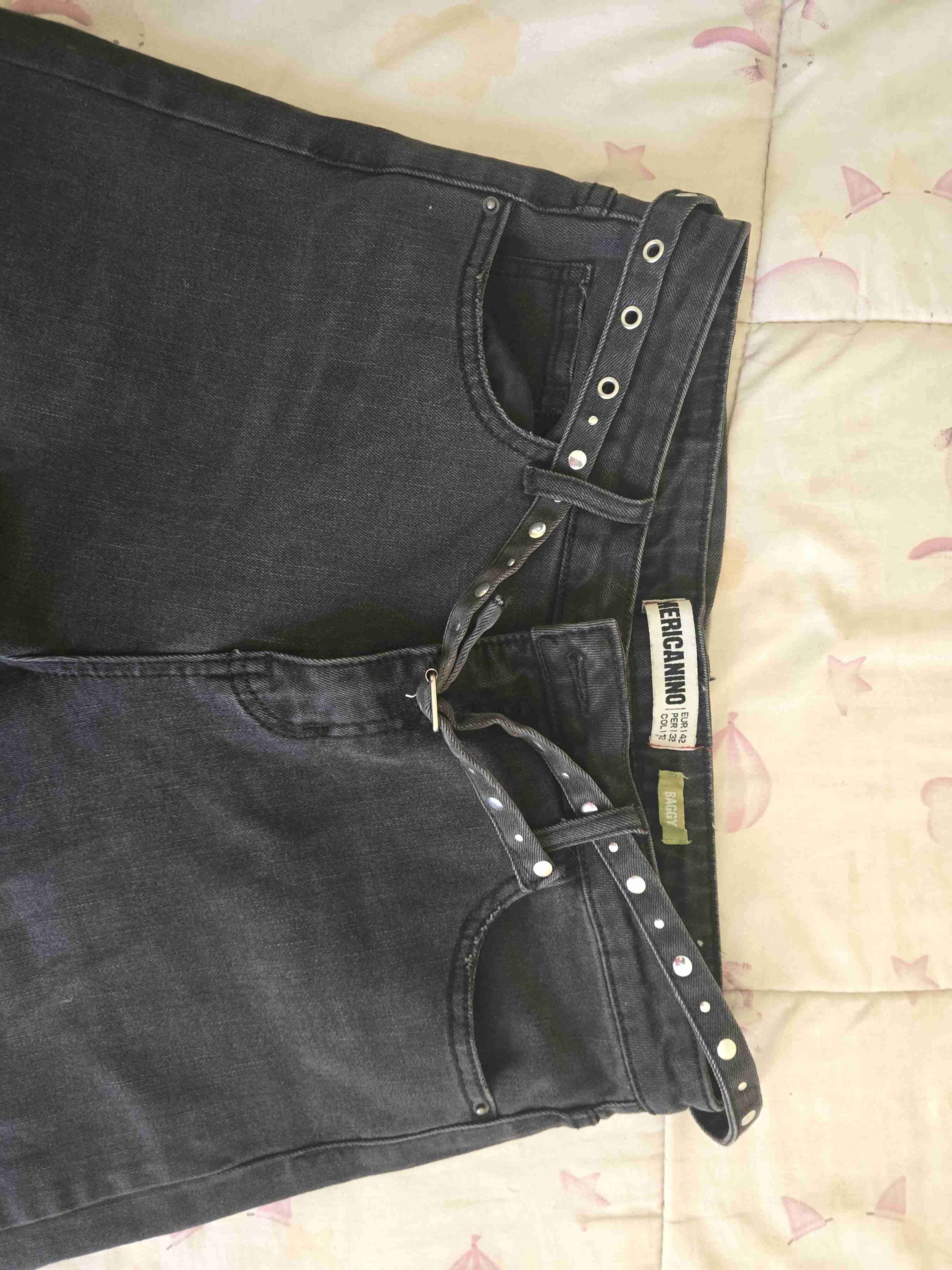 Jeans Baggy  Americanino negros con cinturón - miniatura 1