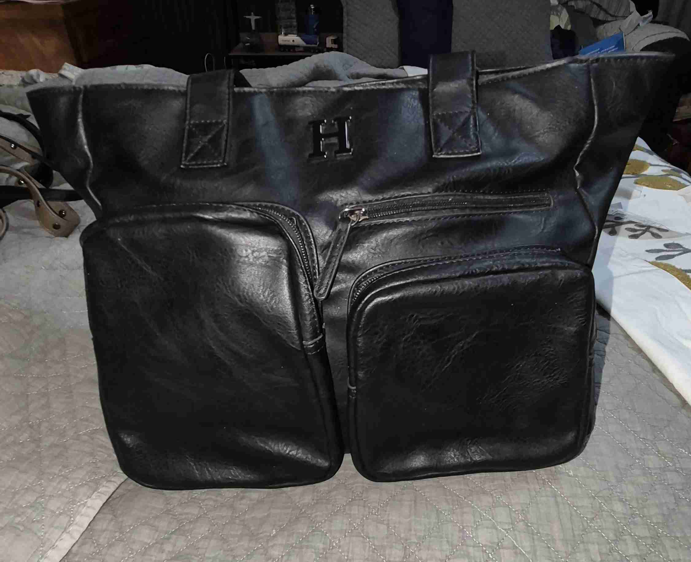 Tote negro con bolsillos - miniatura 1