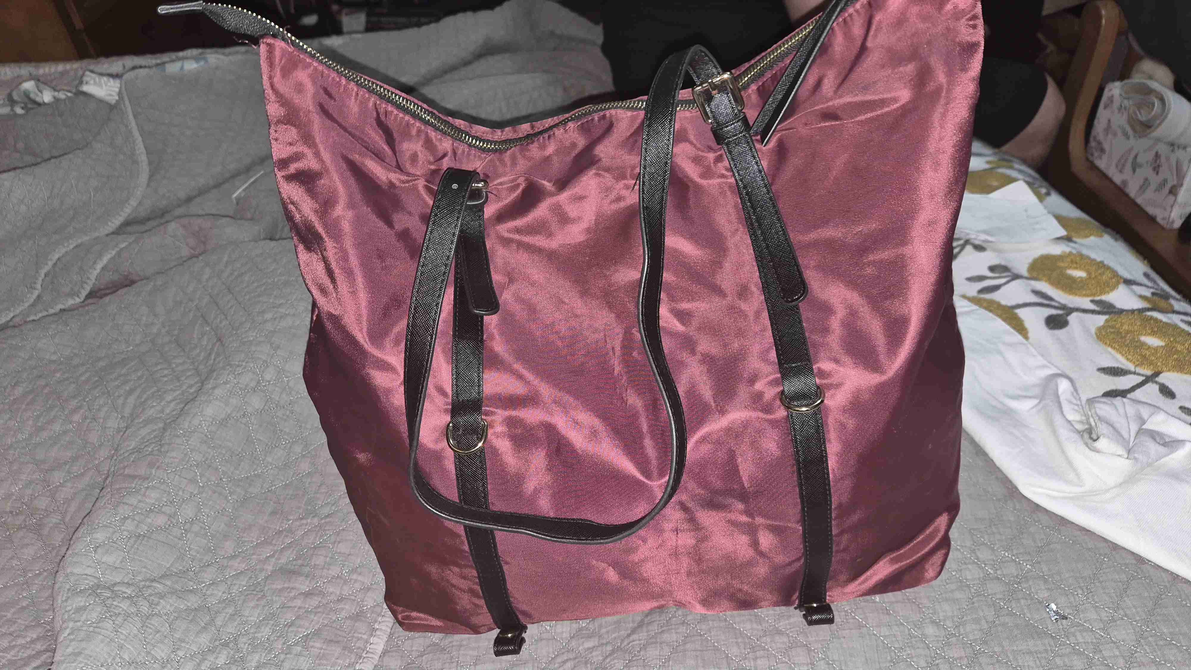 Bolso grande burdeos con cierre - miniatura 1