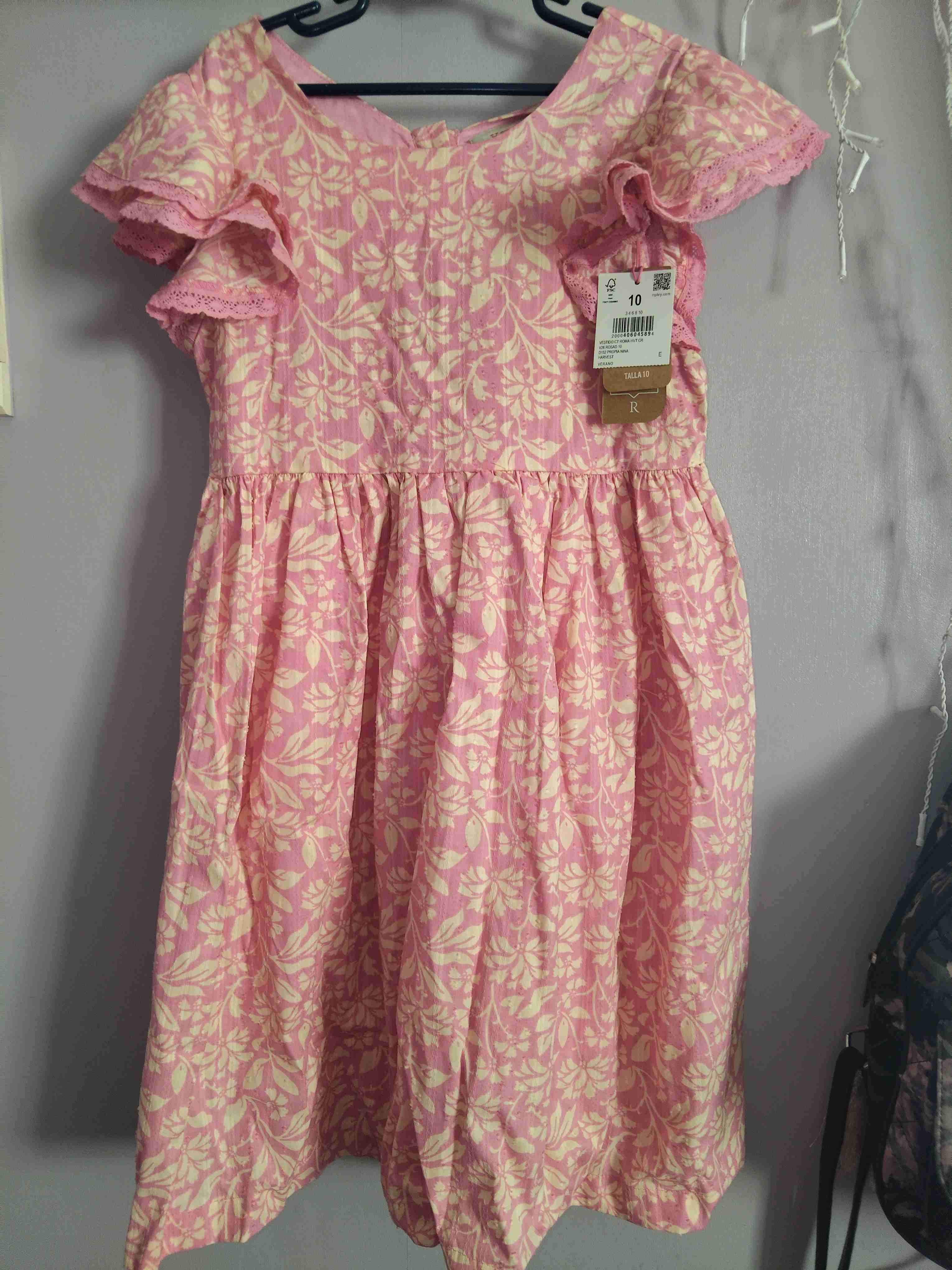 Vestido infantil rosa estampado - miniatura 1