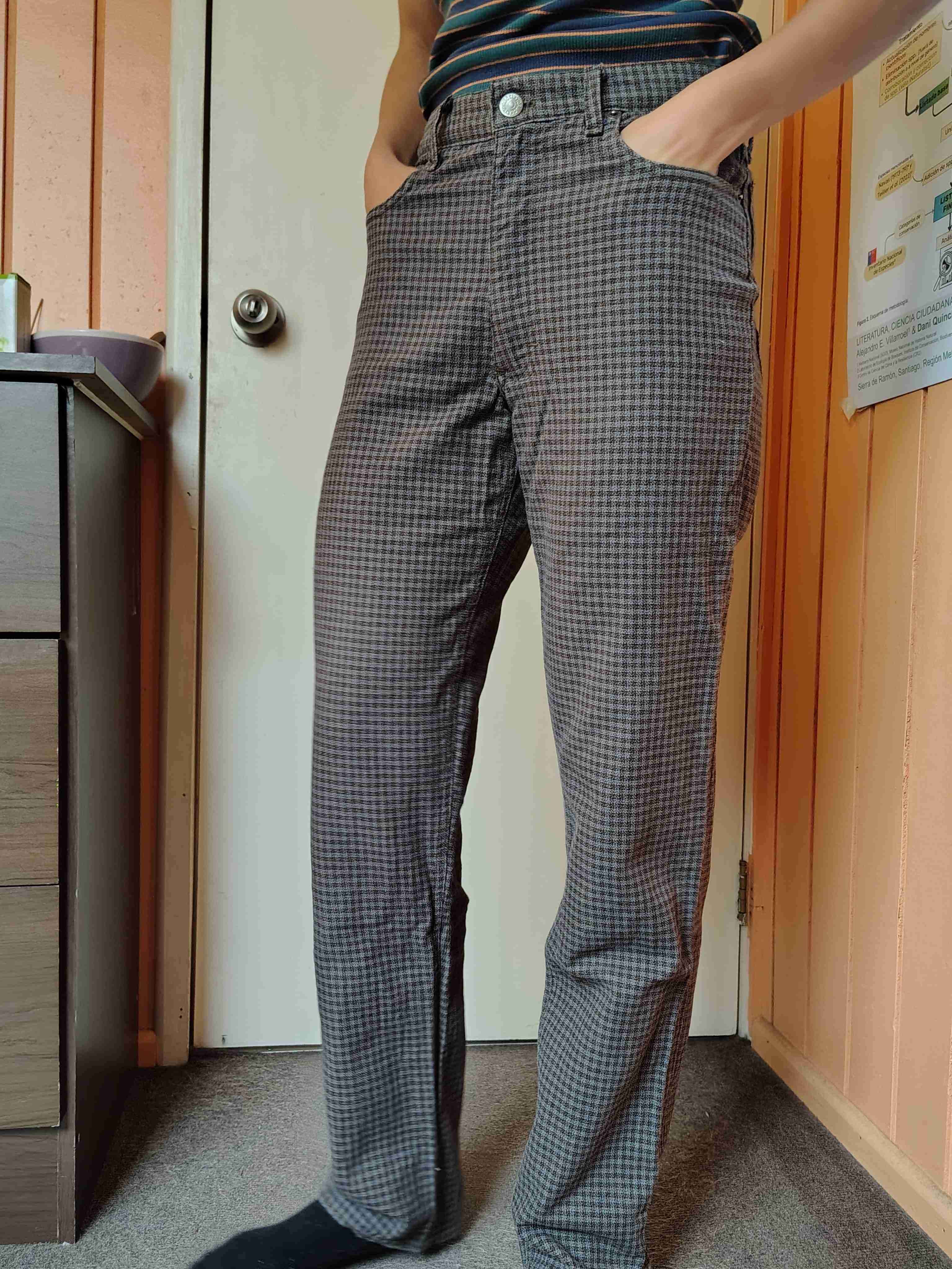 Pantalón cuadrillé café - miniatura 1