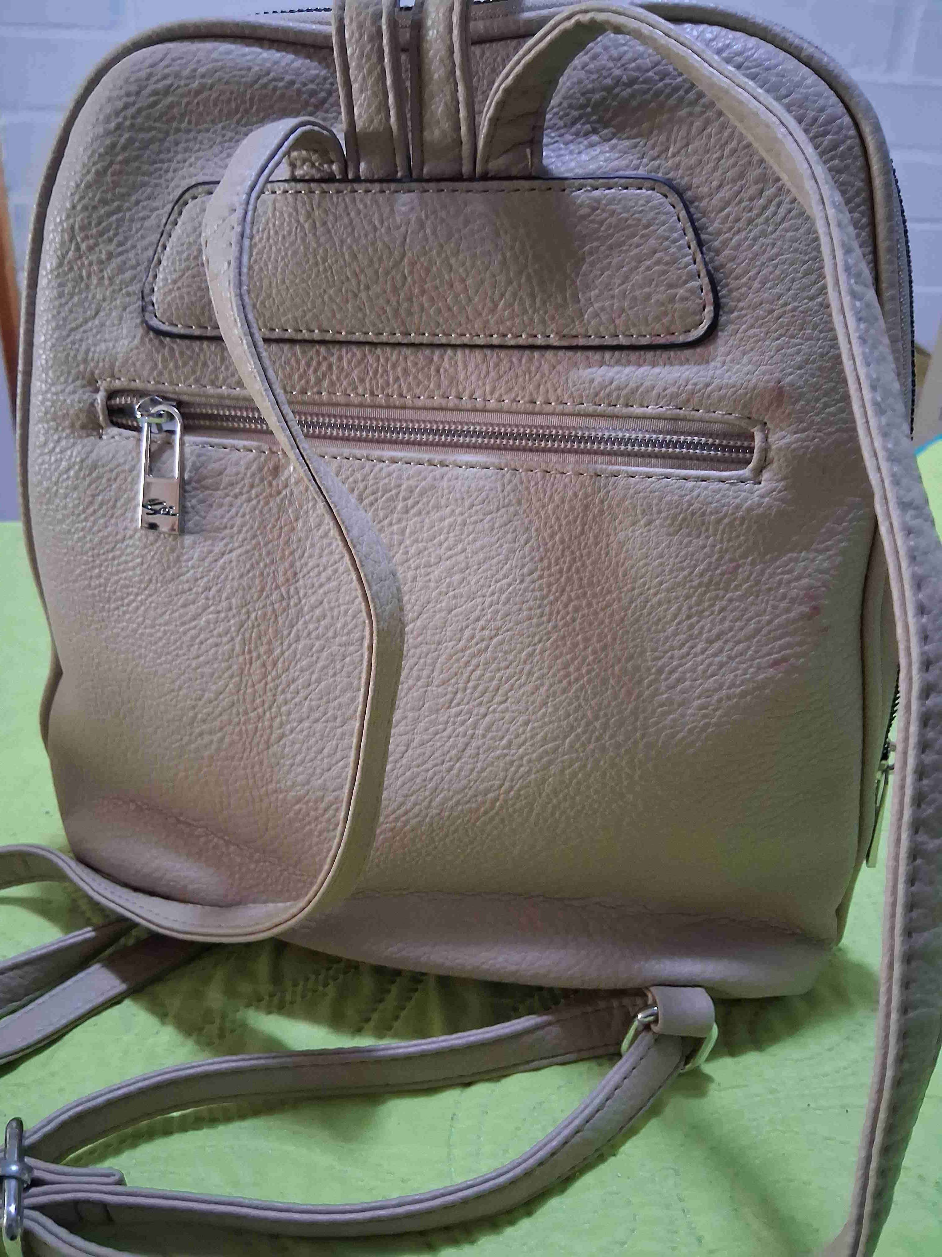 Mochila Sei beige de cuero sintético - miniatura 4