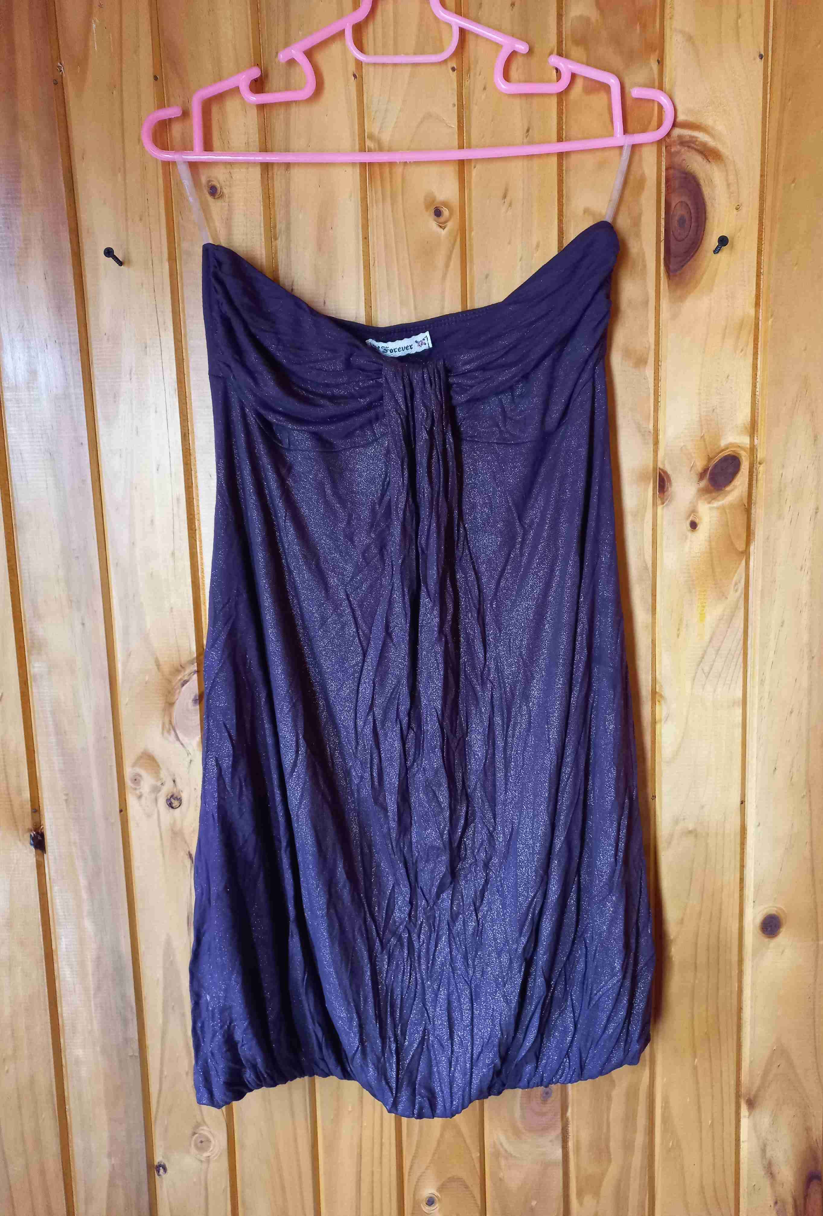 Vestido strapless morado brillante - miniatura 3