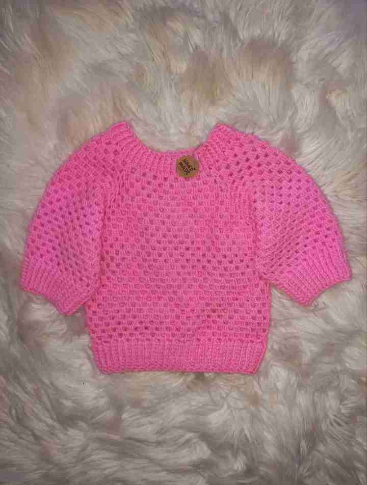 Suéter tejido rosa para bebé 9-12 meses - miniatura 1