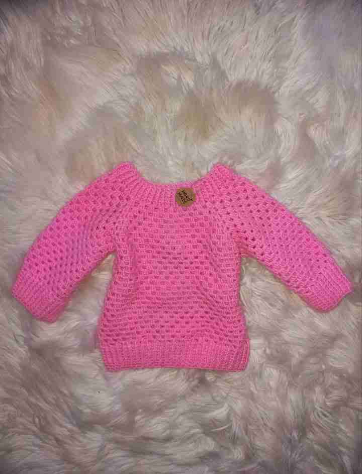 Suéter tejido rosa para bebé 9-12 meses - miniatura 2