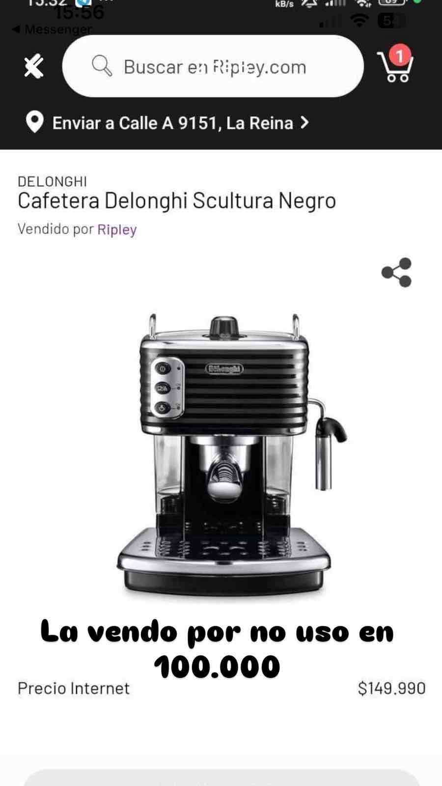 Cafetera Delonghi Scultura Negra