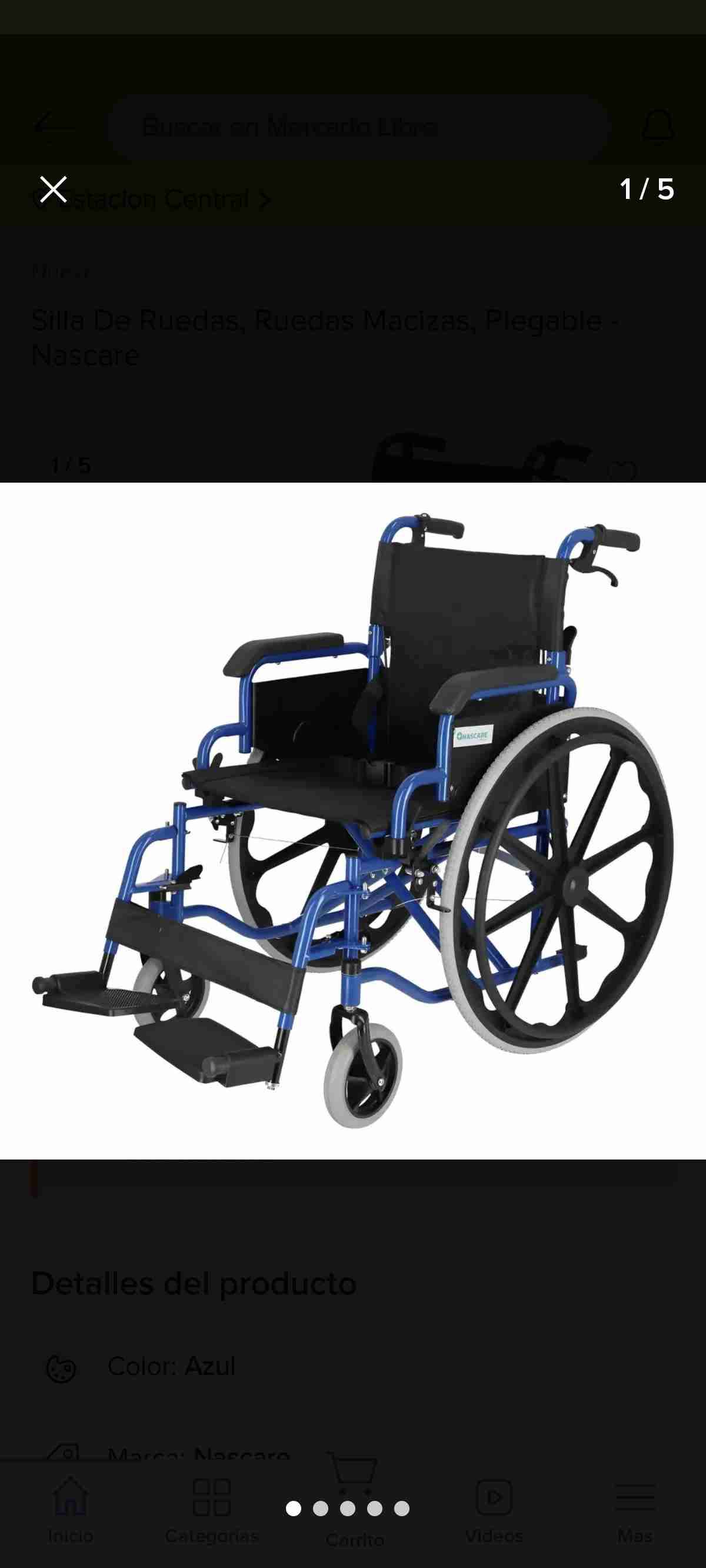 Silla de ruedas azul plegable - miniatura 3