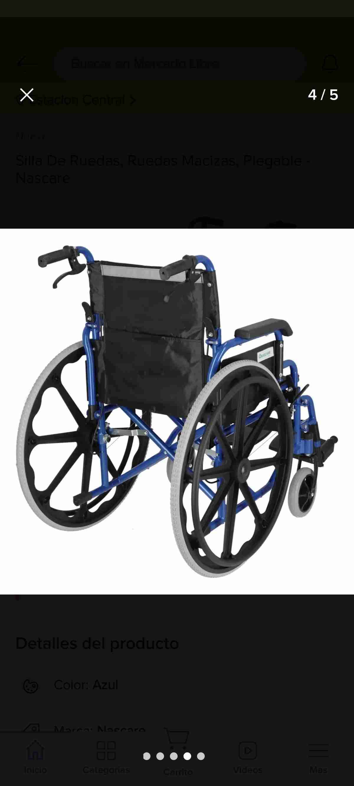 Silla de ruedas azul plegable - miniatura 4