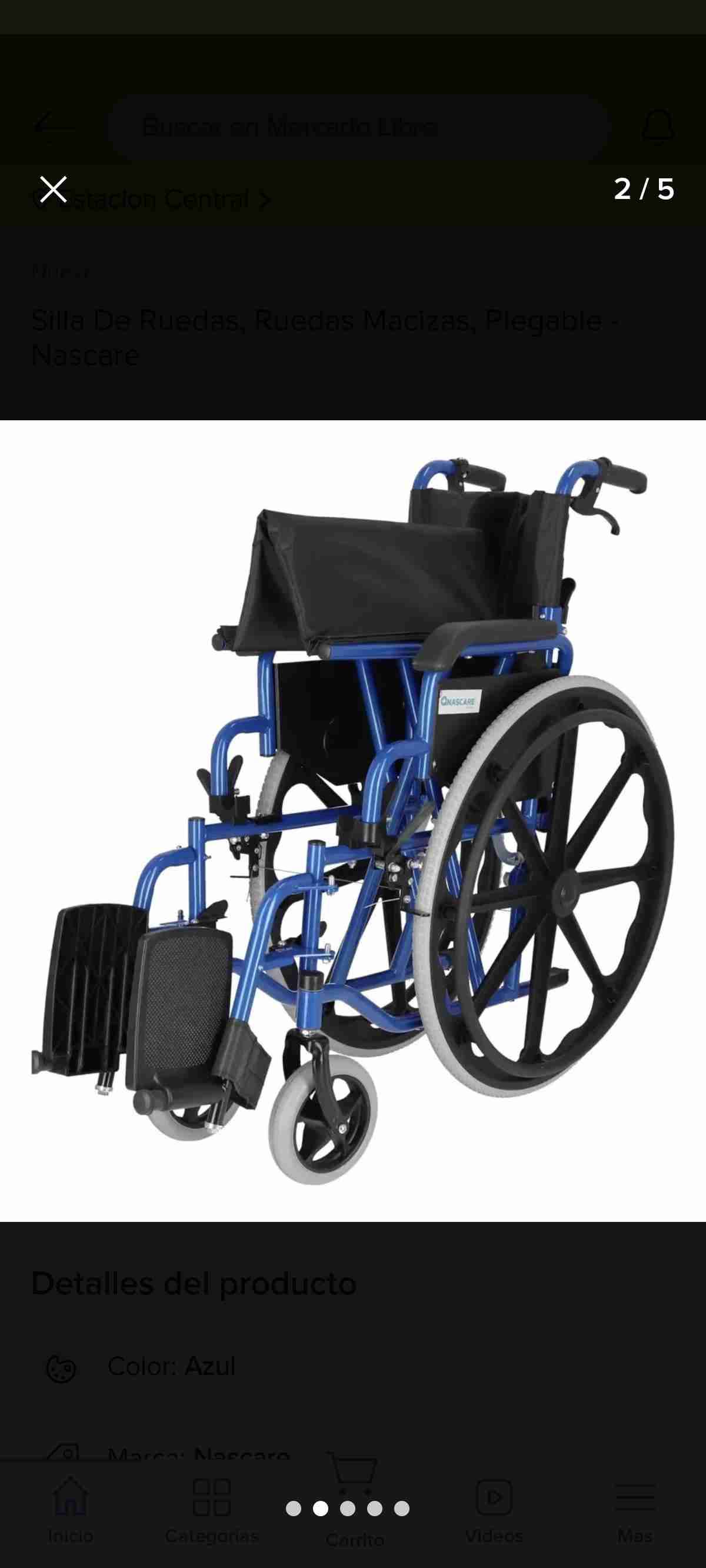 Silla de ruedas azul plegable - miniatura 5