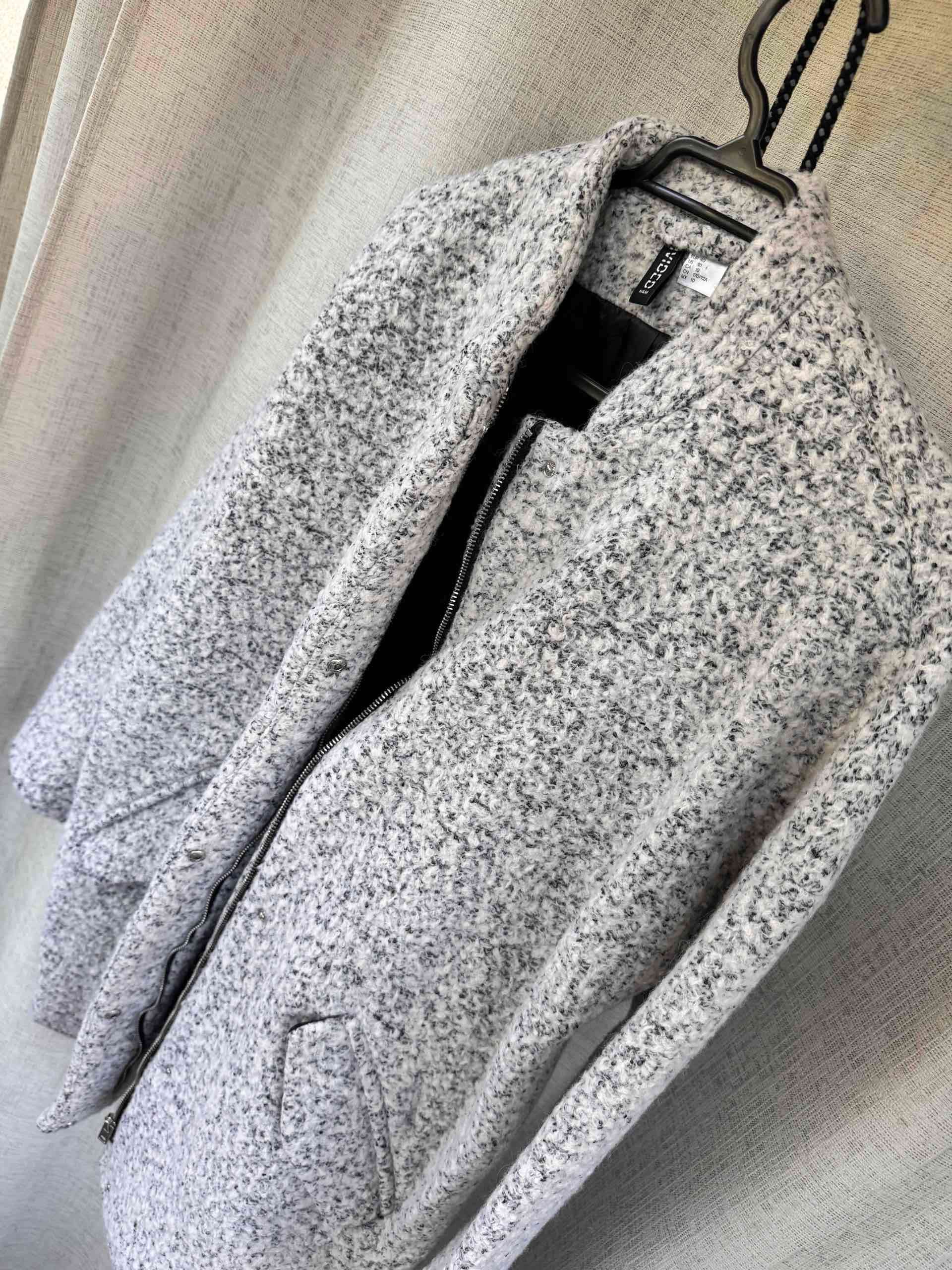 Abrigo gris jaspeado NUEVO H&M talla 40 - miniatura 5