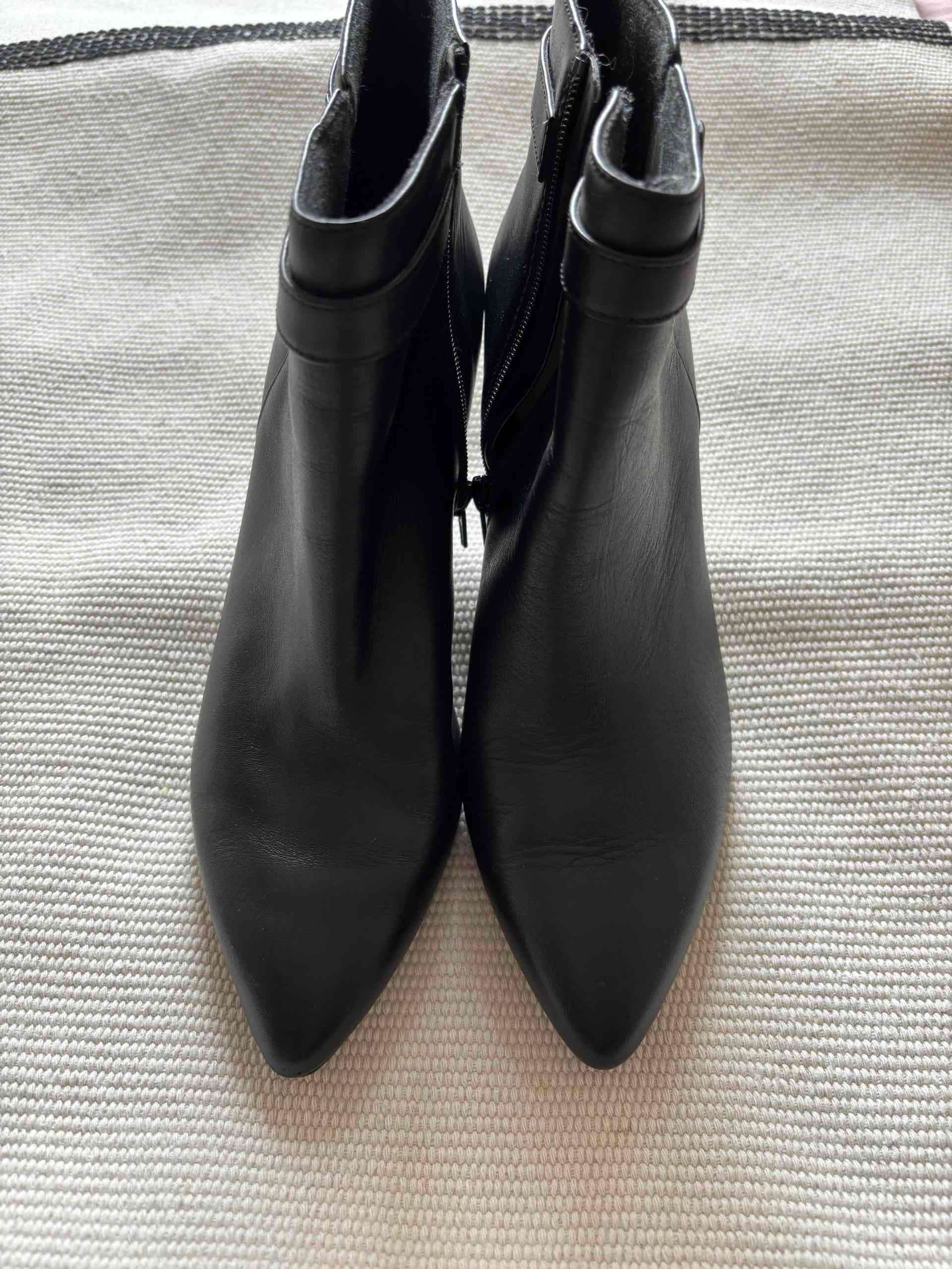 Botines de cuero negros con taco - miniatura 2