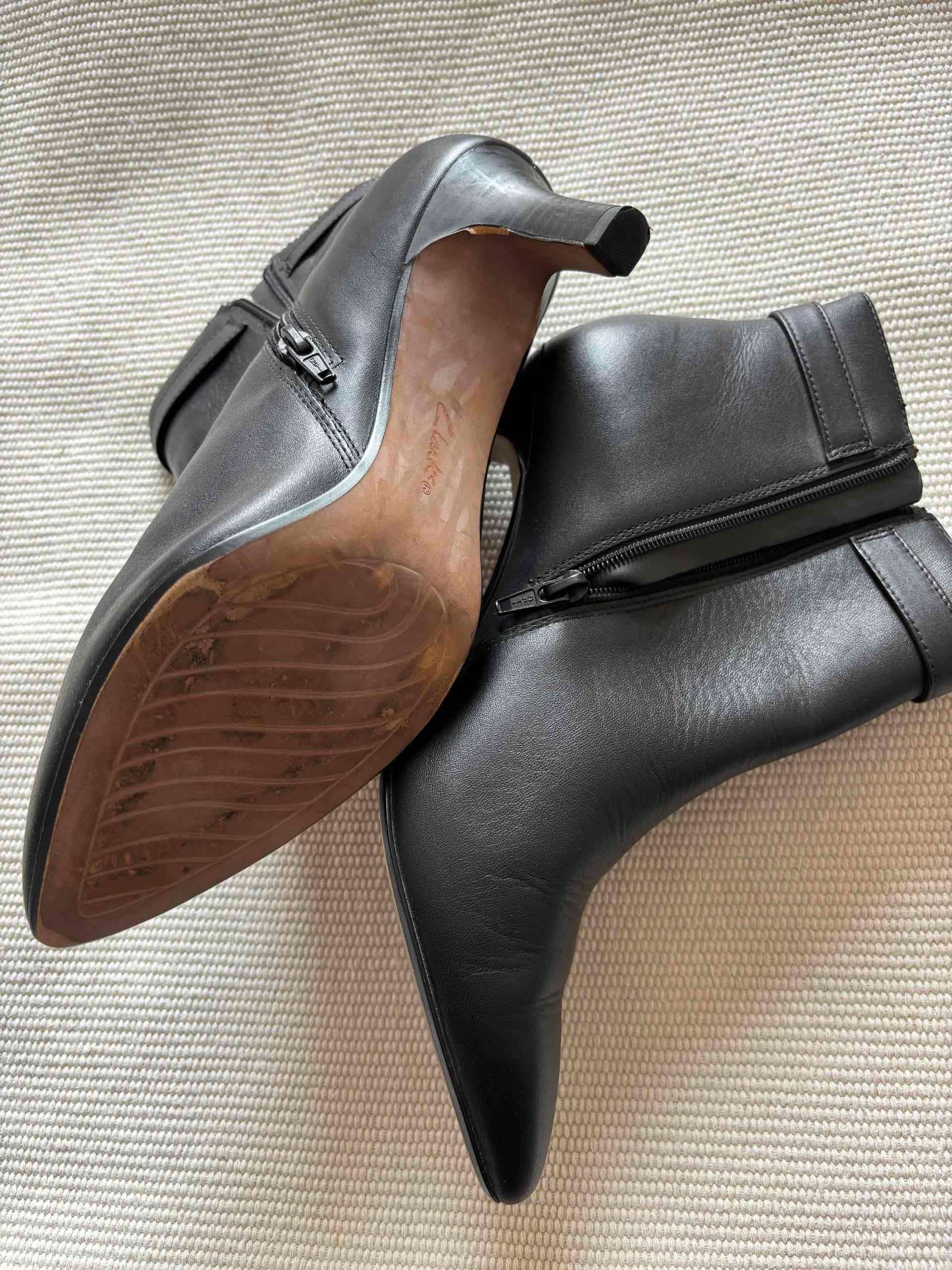 Botines de cuero negros con taco - miniatura 3