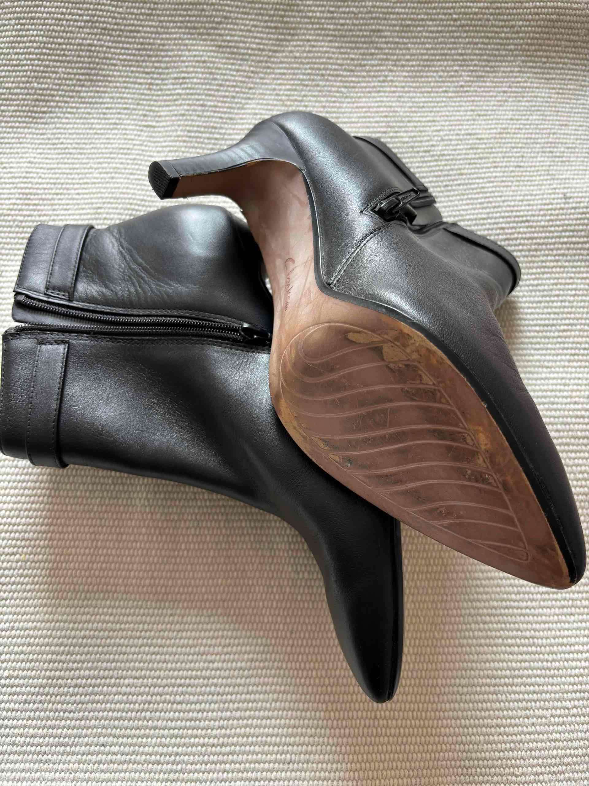 Botines de cuero negros con taco - miniatura 4