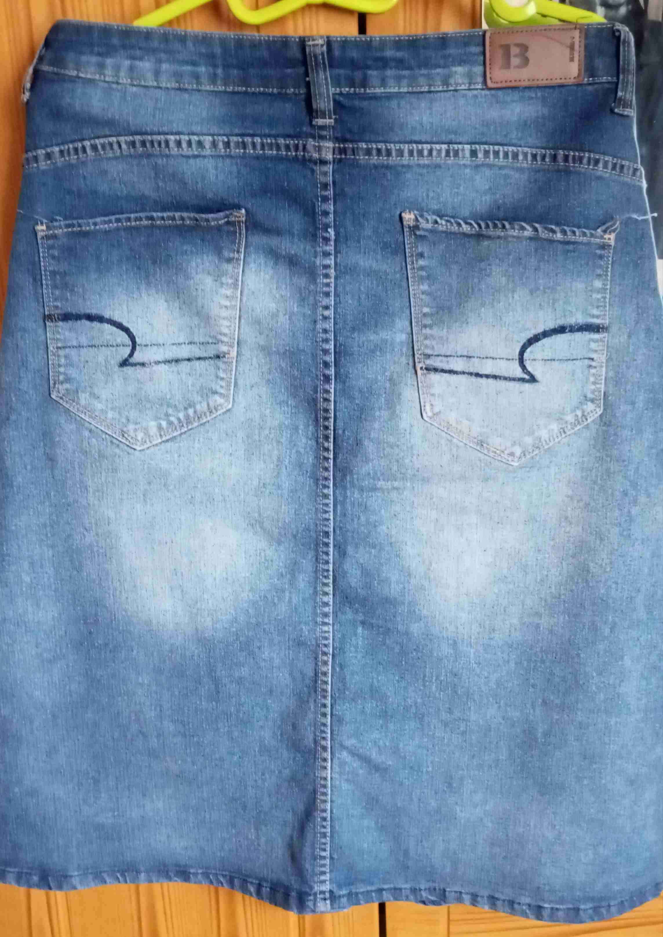 Falda jeans azul con botones - 2