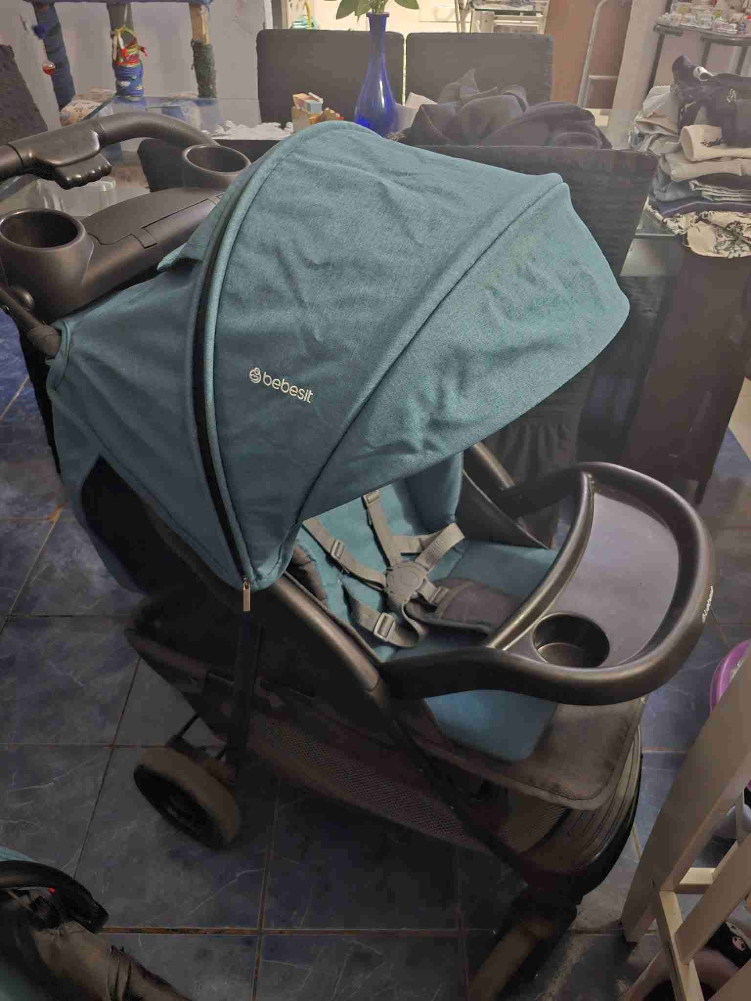 Coche de bebé plegable azul - miniatura 5