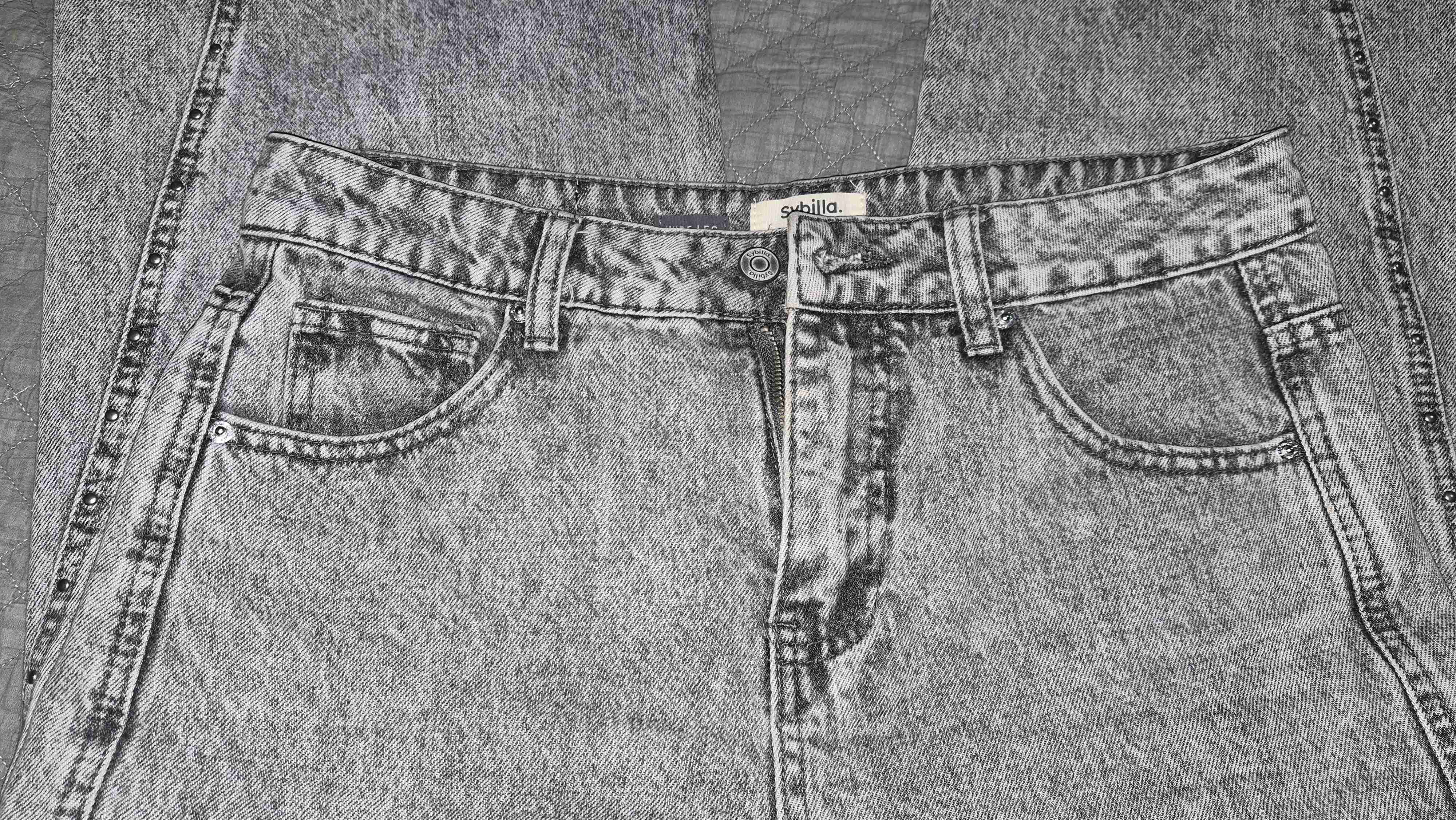 Jeans gris desgastados wid leg - miniatura 4