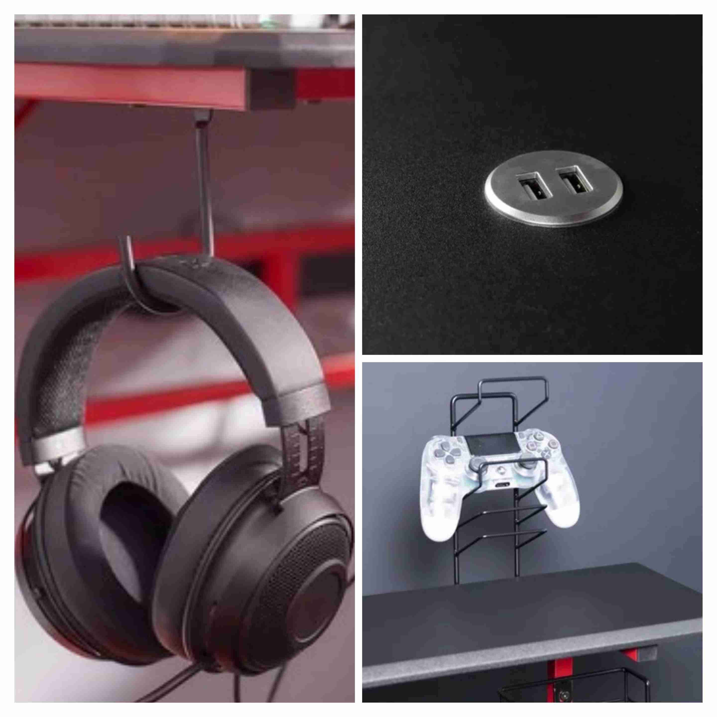 Escritorio gaming rojo y negro - miniatura 6