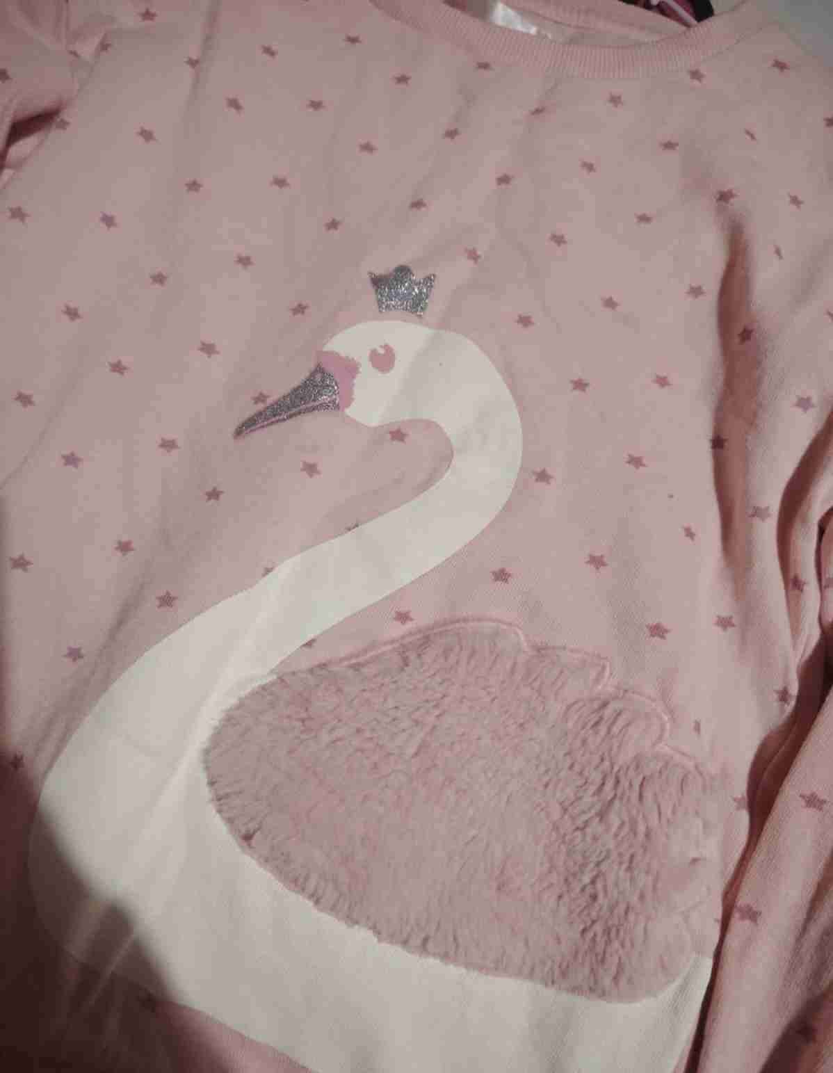 Polera infantil rosa con cisne - miniatura 2