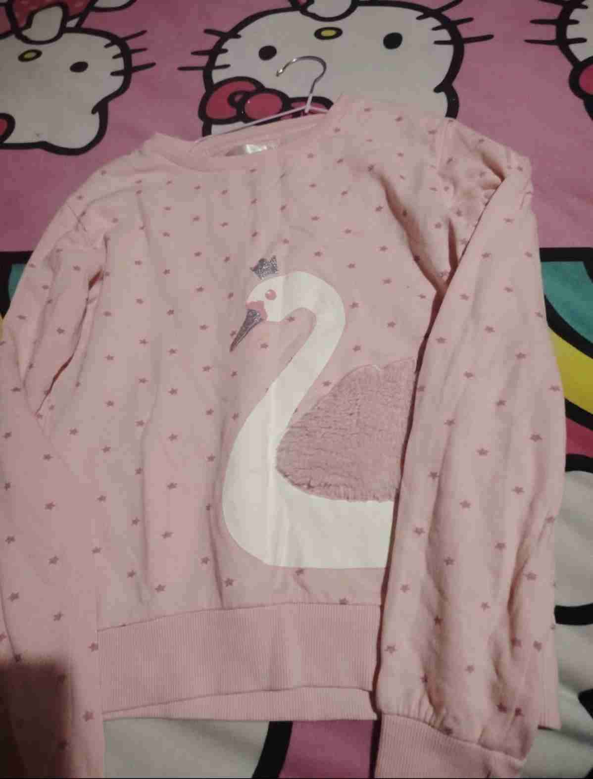 Polera infantil rosa con cisne - miniatura 3