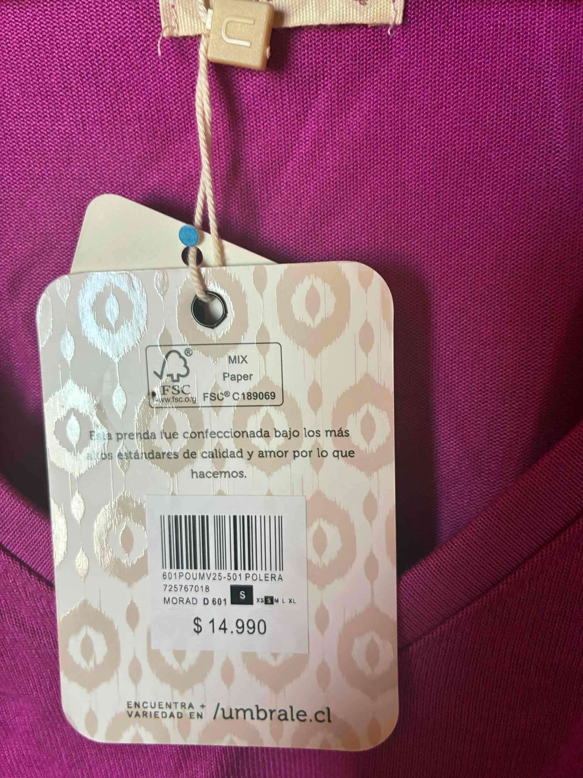 Polera mujer umbrale talla S nueva - miniatura 3