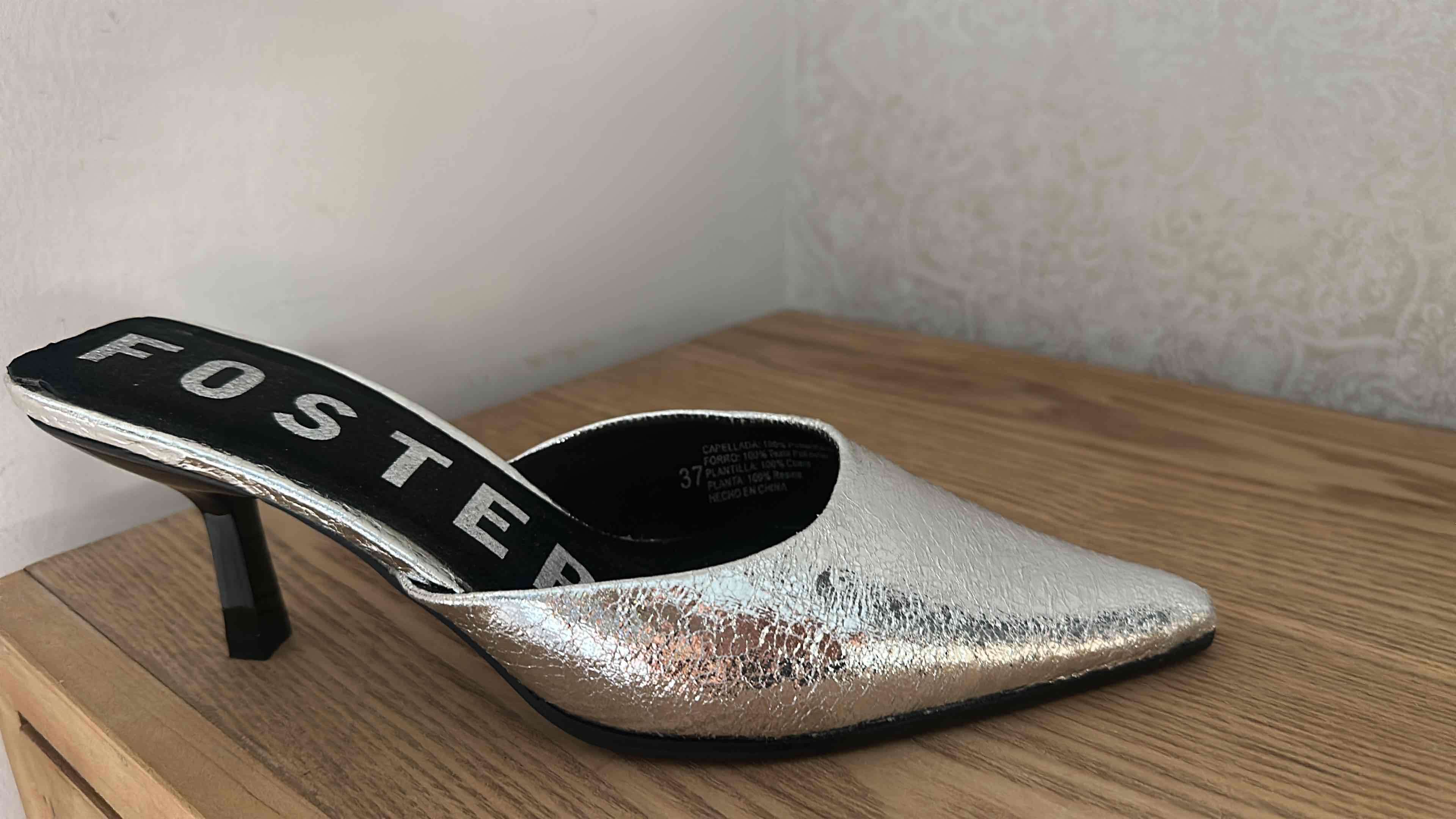 Zapato de taco metalizado plateado - miniatura 1