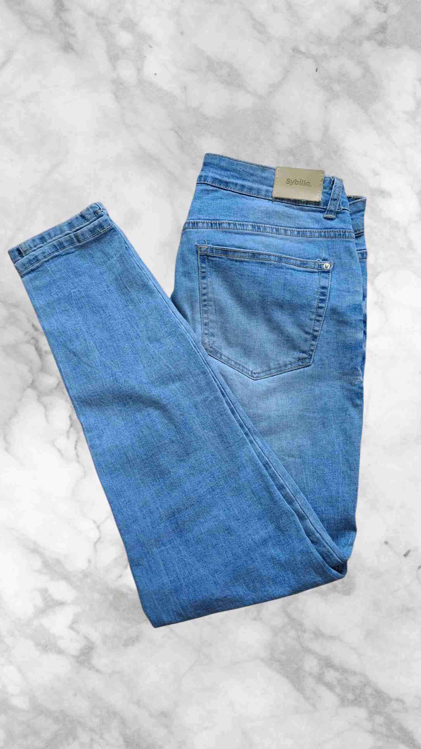 Jeans azules pitillo rasgados - miniatura 2