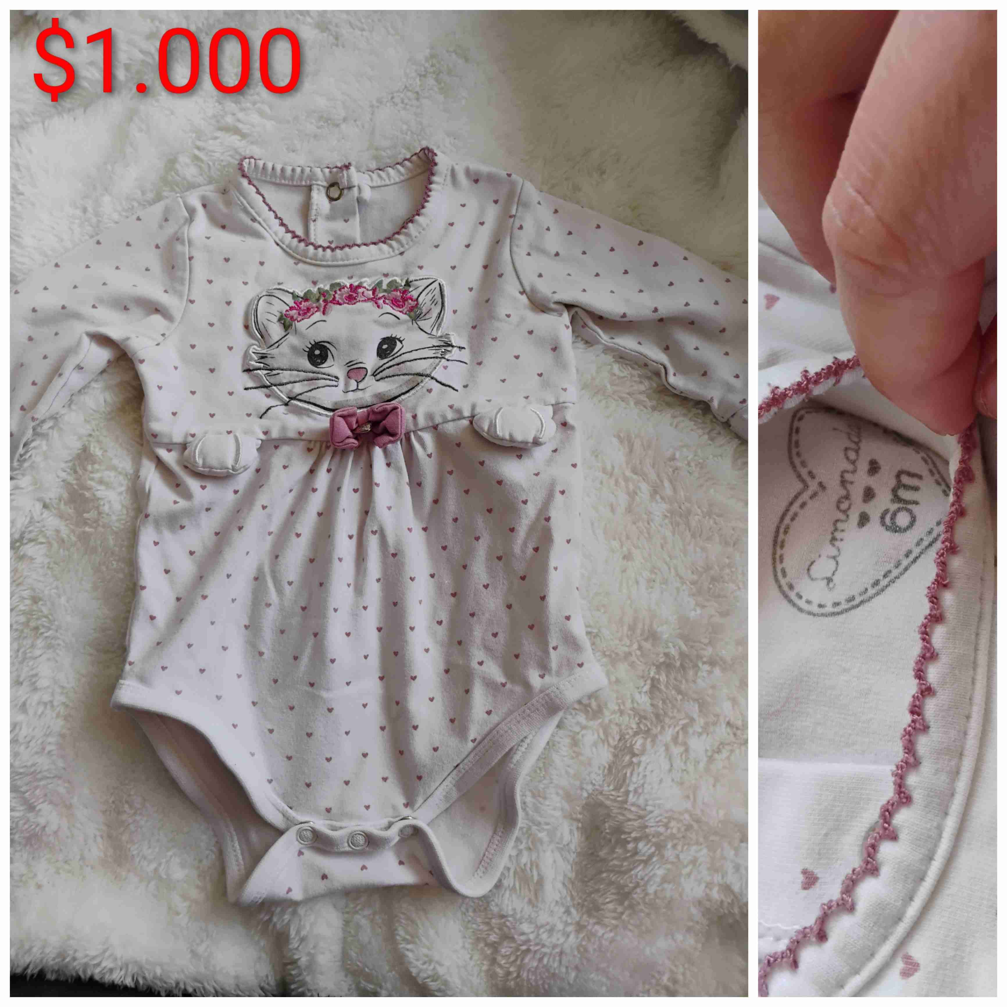 Enterito acolchado rosa para bebé - miniatura 2