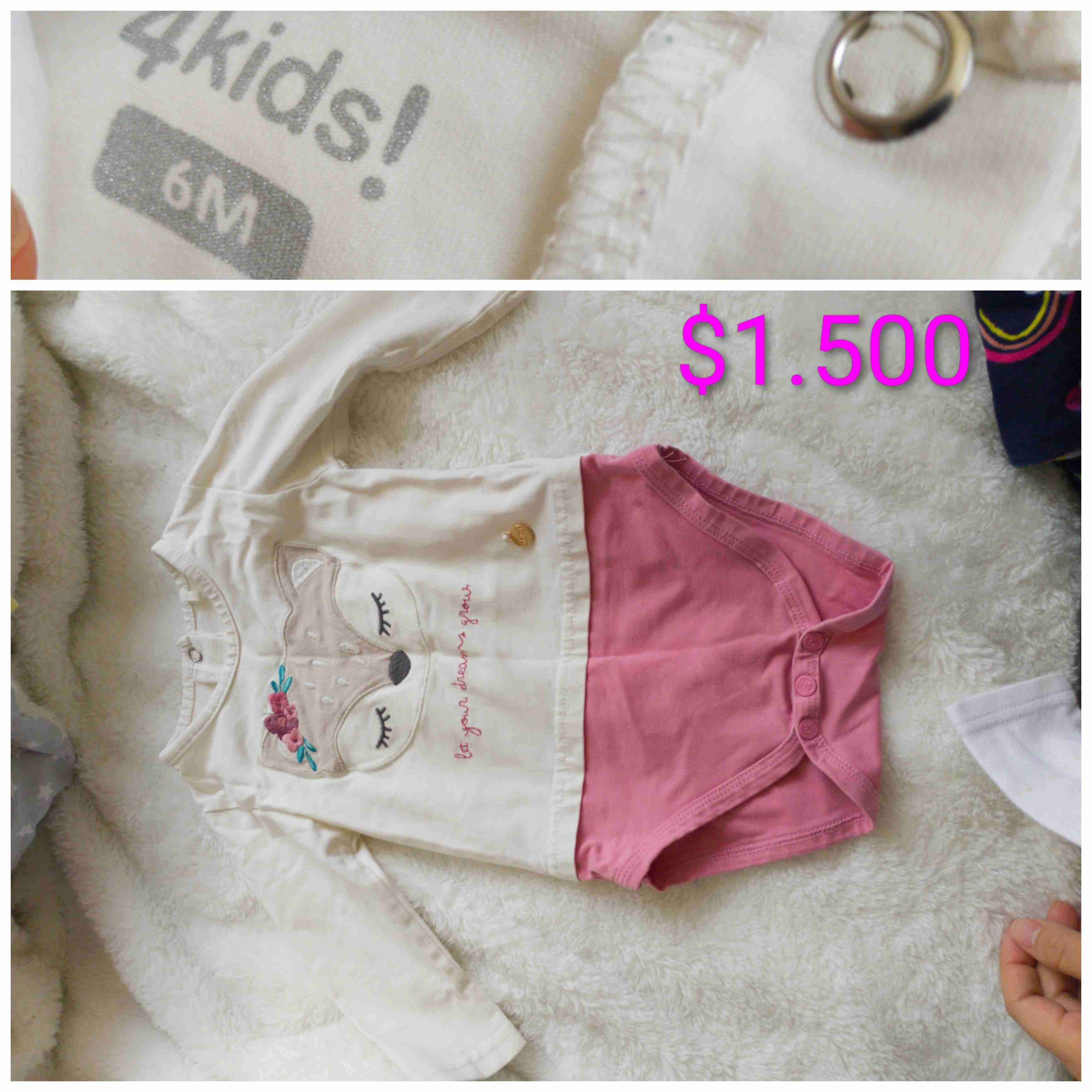 Enterito acolchado rosa para bebé - miniatura 4