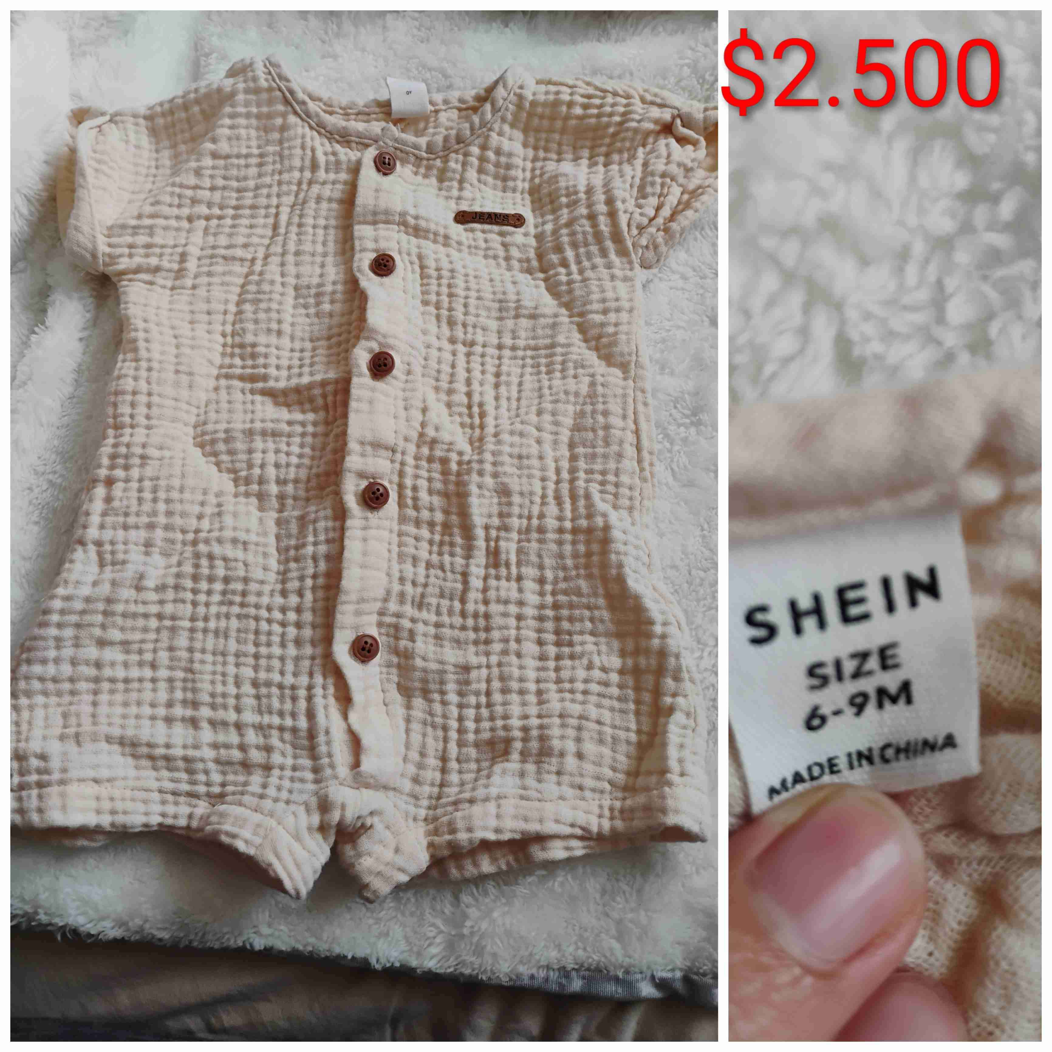 Enterito acolchado rosa para bebé - miniatura 6