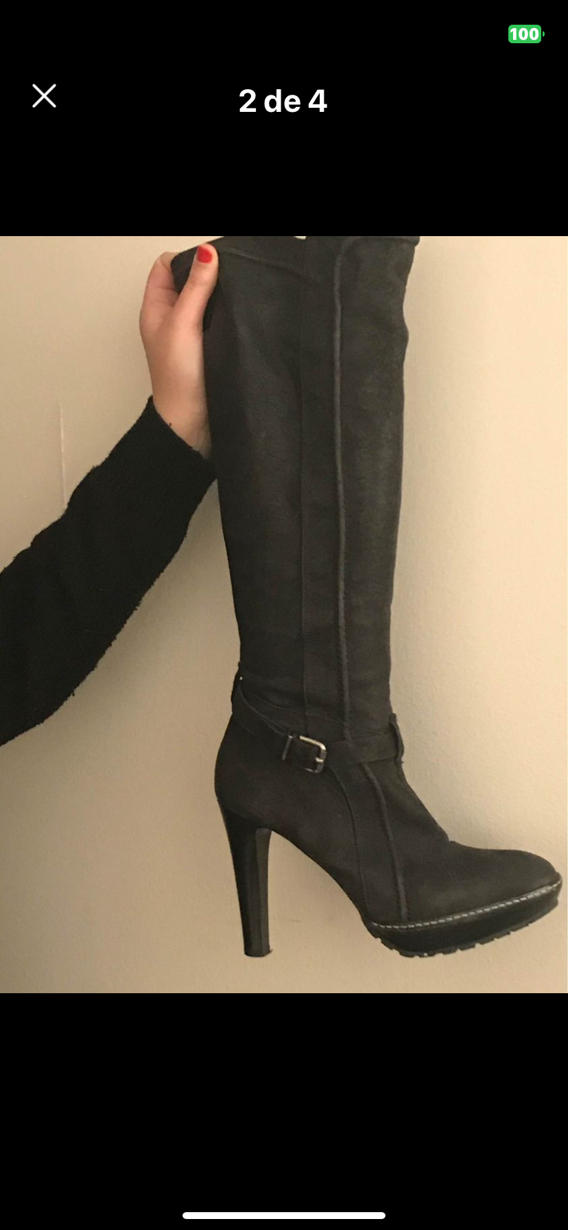 Botas negras de tacón alto N 38 $ 50.000.-